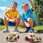 STEM Kits for Kids Ages 8-12, DIY RC Car Building Kit with Wooden 3D Puzzles, Remote Control Model Car Toys, Science Engineering Projects, Educational Birthday Gifts for Boys & Girls 8+