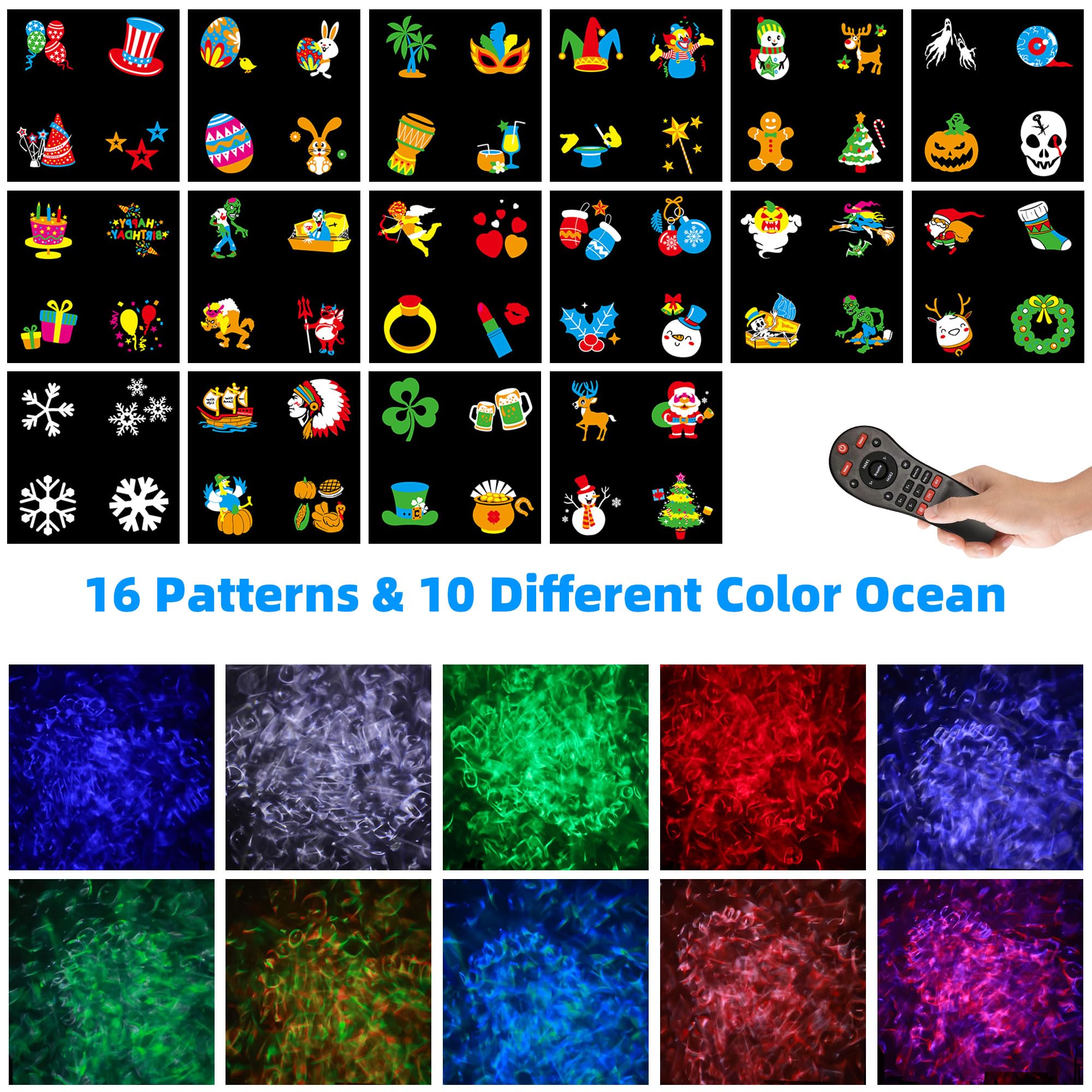 Halloween Weihnachten Projektor Lichter Aussen Wasserdicht 2 in 1 LED Outdoor Projektoren mit Fernbedienung Timer