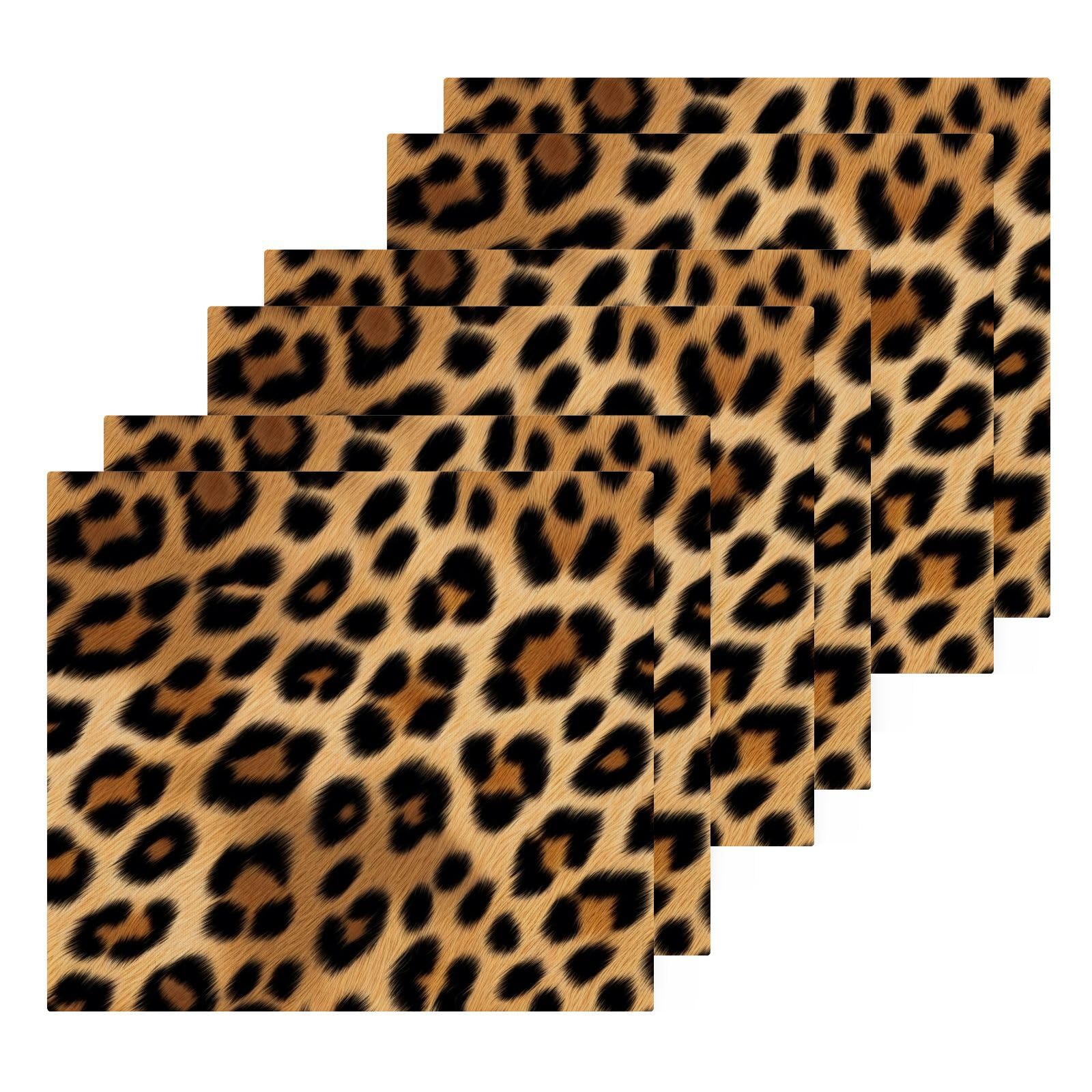 Flradish 4 Pack Leopard Designs Pure Cotton Washcloths 12 x 12 Inch Reusable Absorbent Soft Cotton Face Towels Fingertip Towels Set for Gym Towels,Hotel and Spa