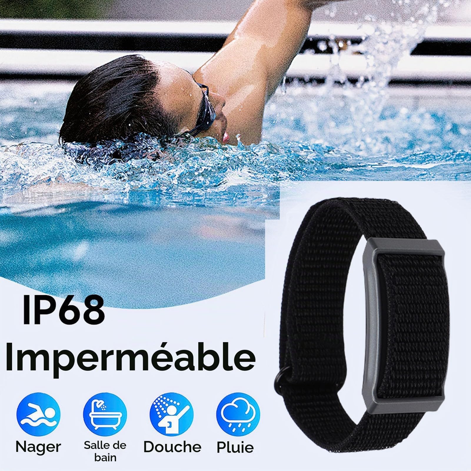 Sxhlseller Smart Bracelet Fitness Tracker avec Surveillance du Sommeil, Fréquence Cardiaque, Température, Bracelet de santé en Nylon Imperméable 1ATM pour Hommes Femmes, Longue Durée de Vie (Black)