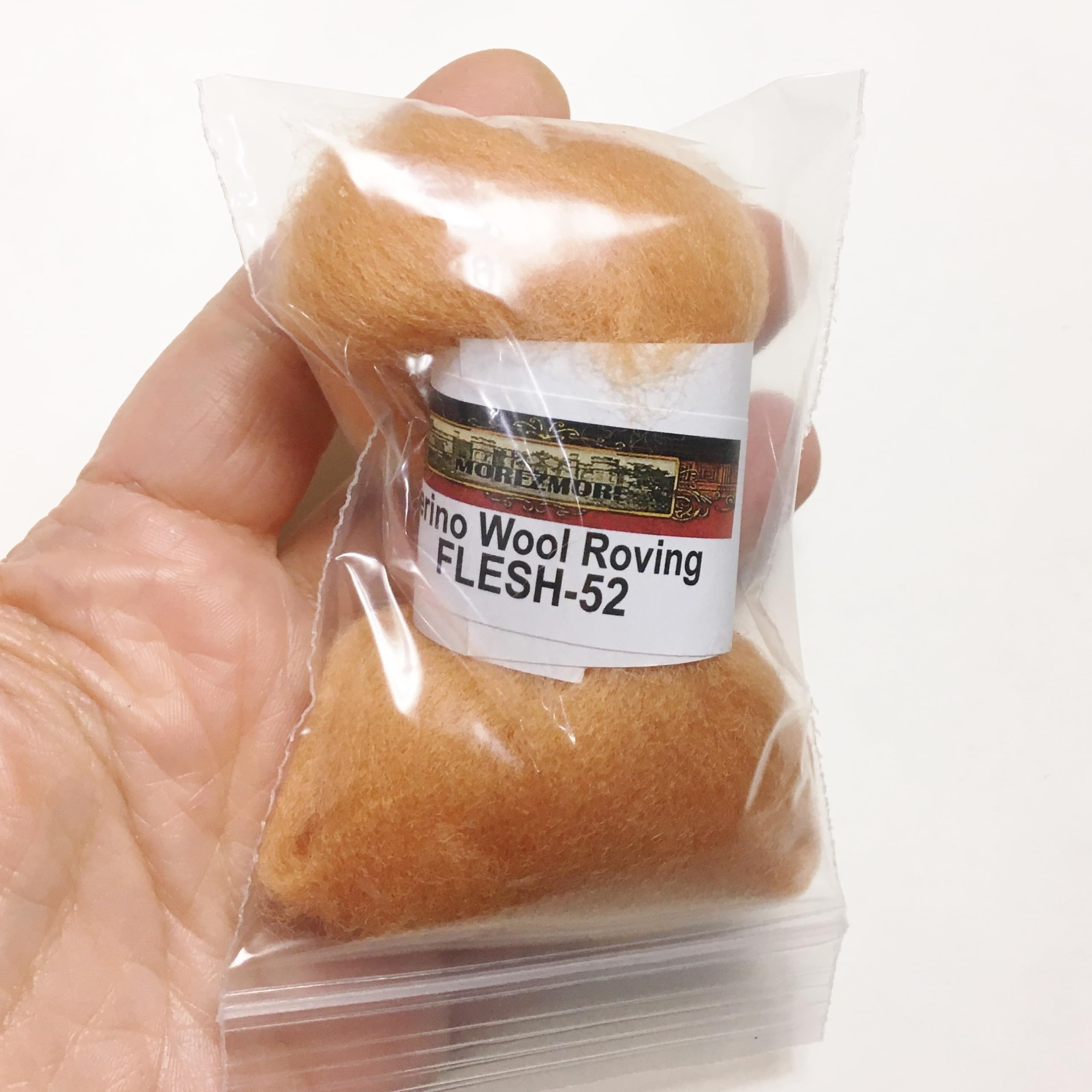 HR052-005 MOREZMORE Wool Roving for Needle Felting 5g Amber Orange Brown Merino 100% Wool Fine Grade