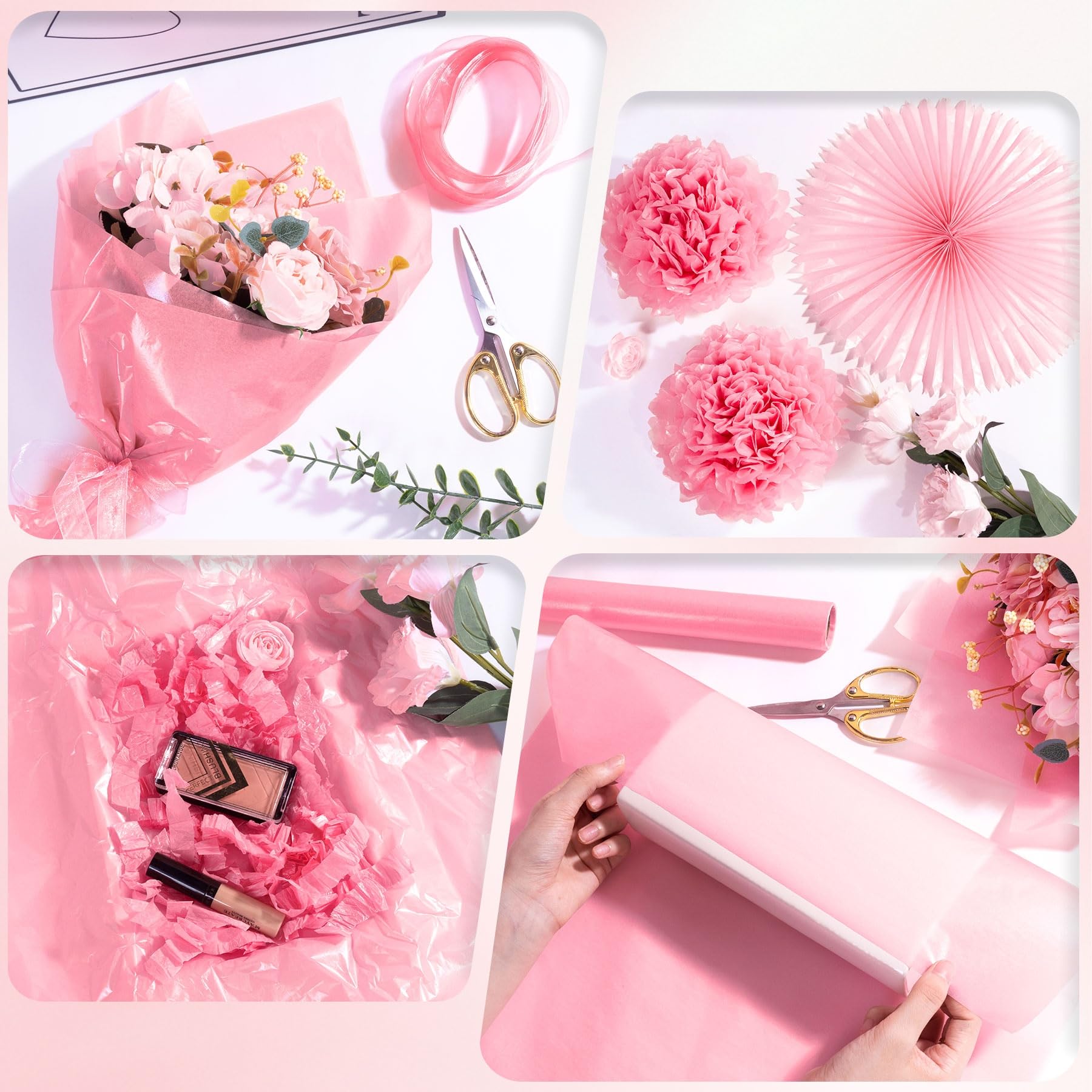 60 fogli di carta velina rosa scuro per sacchetti regalo, 35,6 x