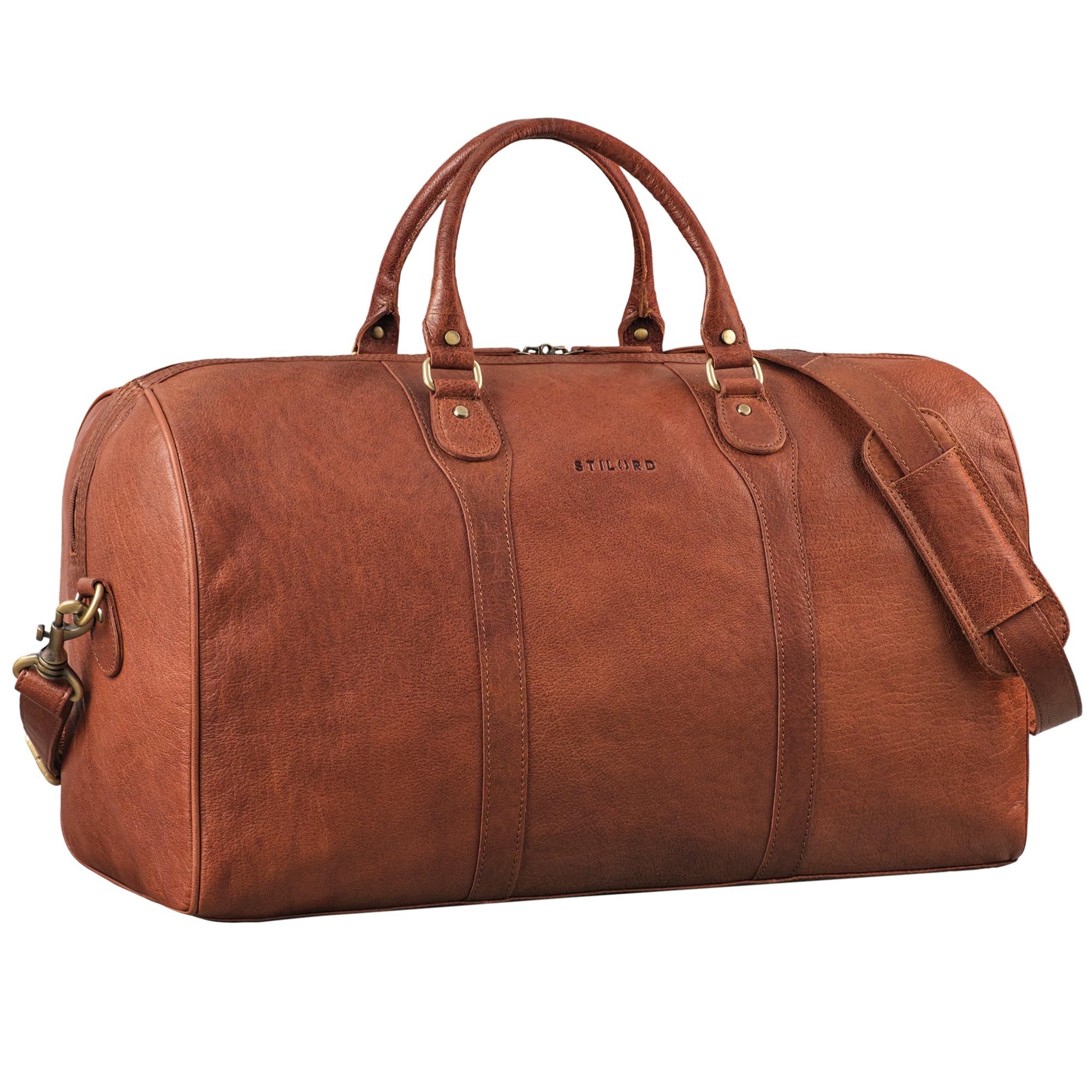 STILORD Vivaldo Spacieux Sac de Voyage Cuir Vintage Sac Homme Bandouliere Élégant Sac de Sport Femme Travel Bag Grand Bagage à Main Cuir Véritable Couleur:maraska - Marron