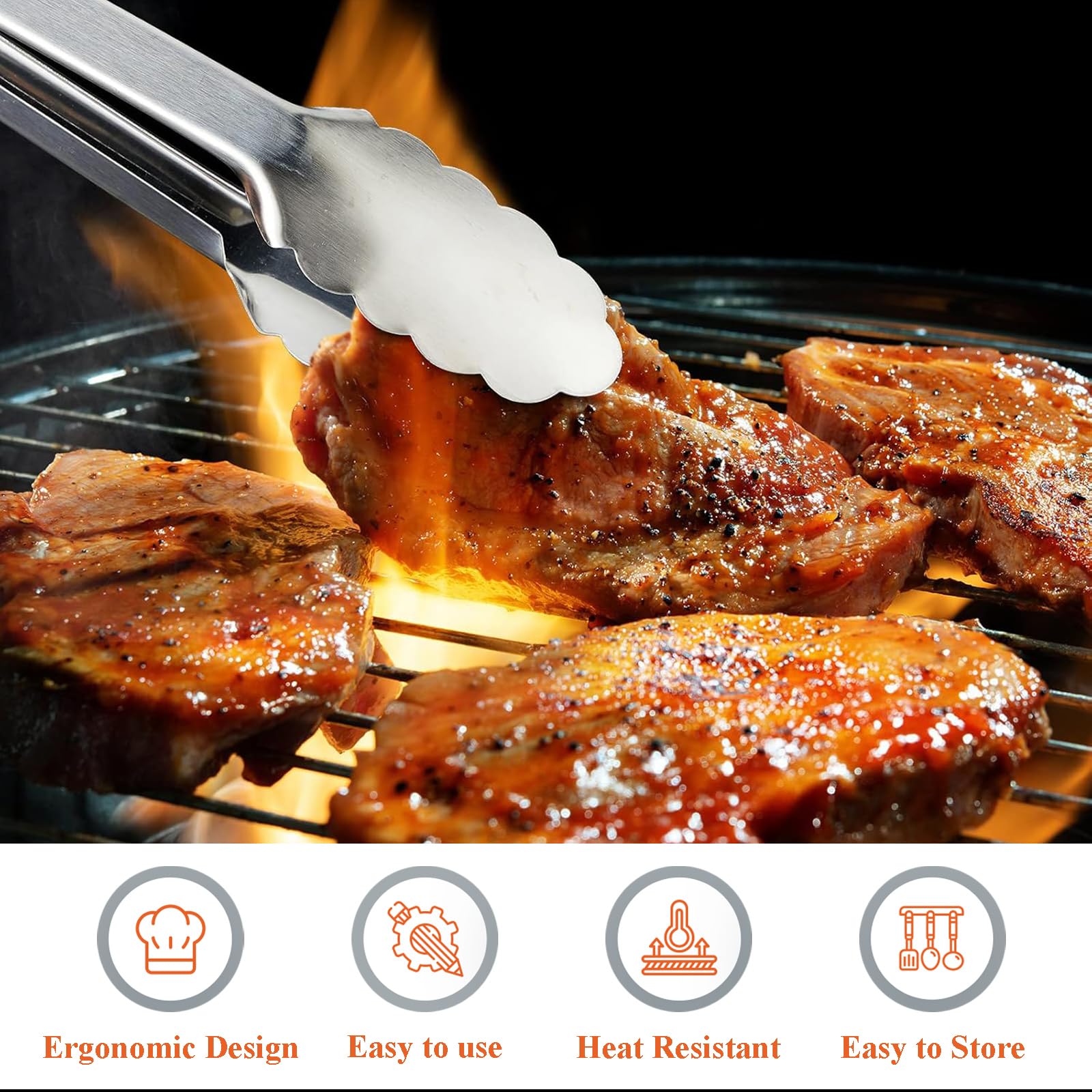 Acquista Pinze Per Alimenti Per Barbecue In Acciaio Inossidabile Pinze Per Alimenti Per Grigliate All'aperto Morsetto Per Bistecca Utensili Per Barbecue Accessori Da Cucina In Italia A Partire Da 0.94 - Foto 7