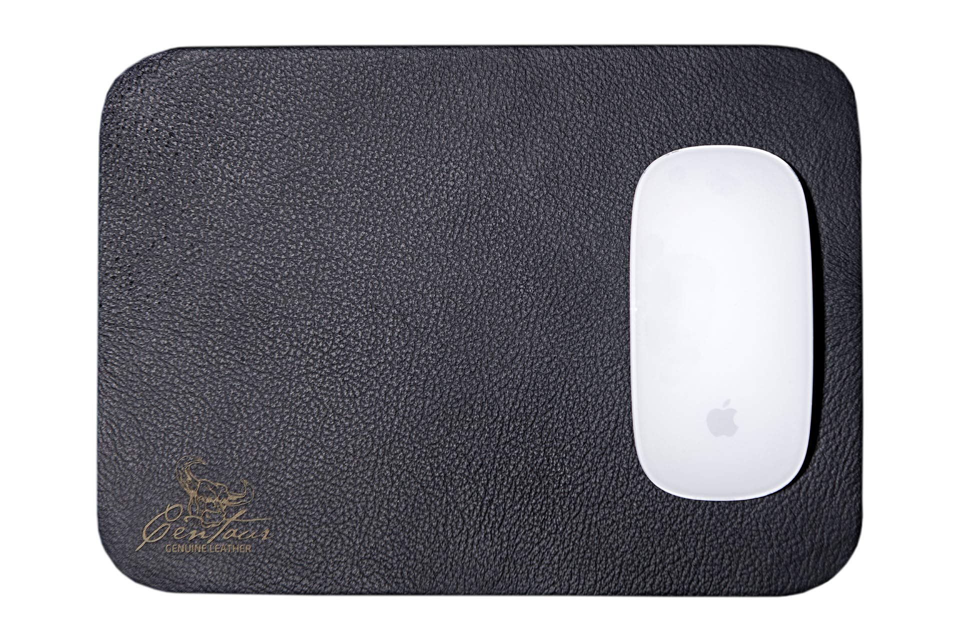 Centaur - Tappetino per mouse in vera pelle, 25 x 18 cm, colore: nero
