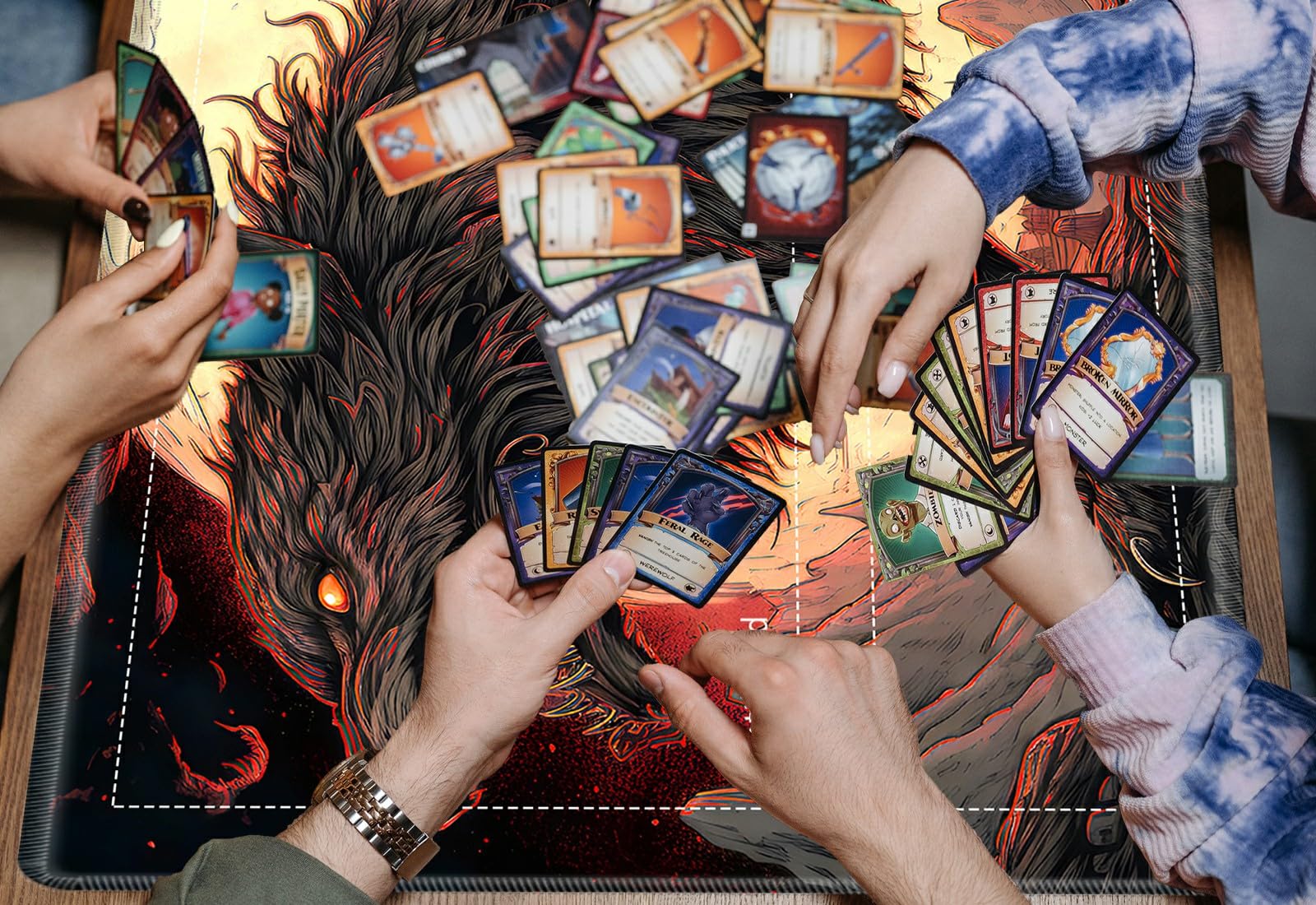 Tappetino da gioco per MTG, tappetino da gioco con carte cucito con Magic Zone per giochi di carte MTG, 27,5 x 15,17,8 cm, superficie liscia in tessuto antiscivolo con fondo in silicone antiscivolo,