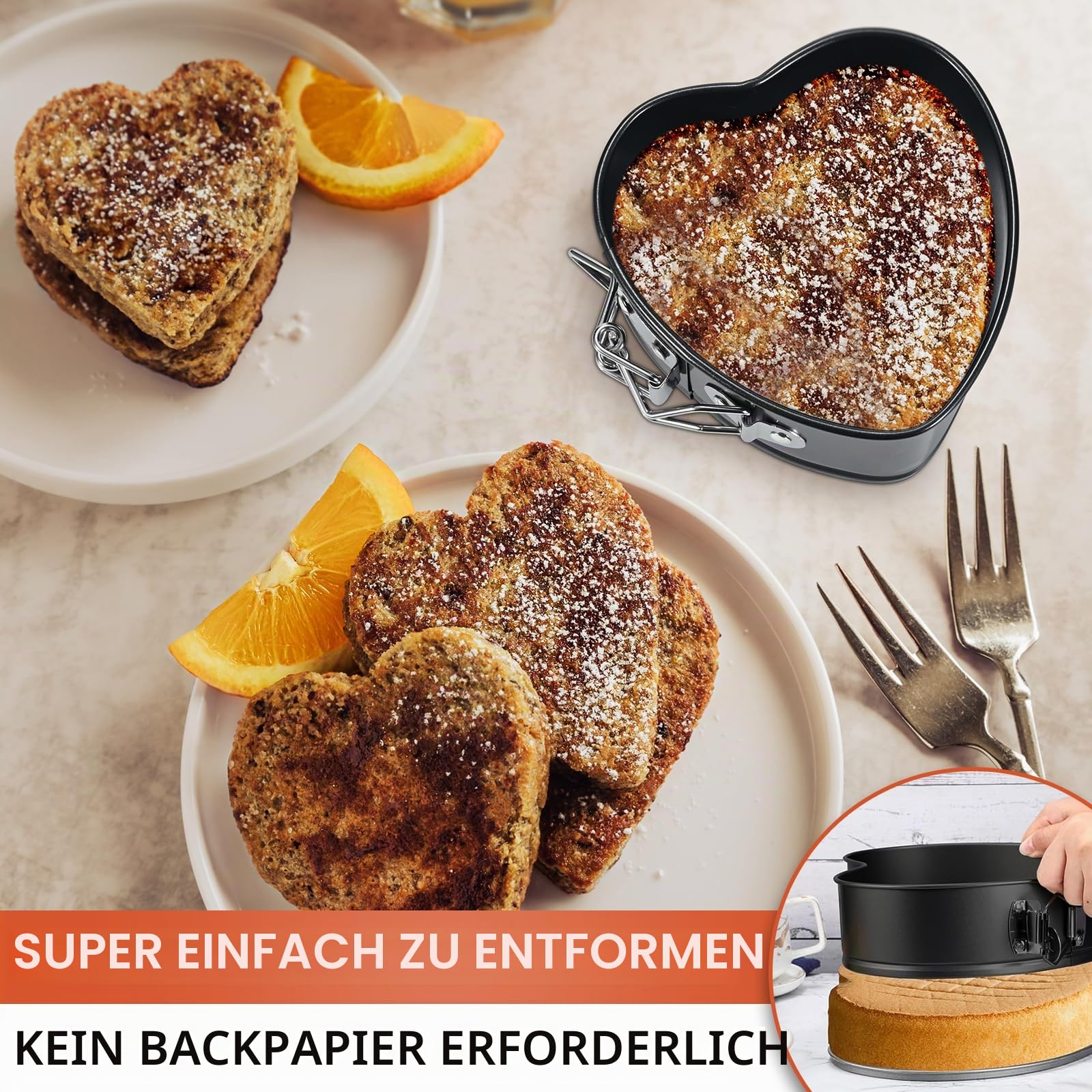 Antihaft Springform Kuchenform Brotbackform Auslaufsicher für Kuchen, Pizza und Pfannkuchen10 cm+18 cm+23 cm