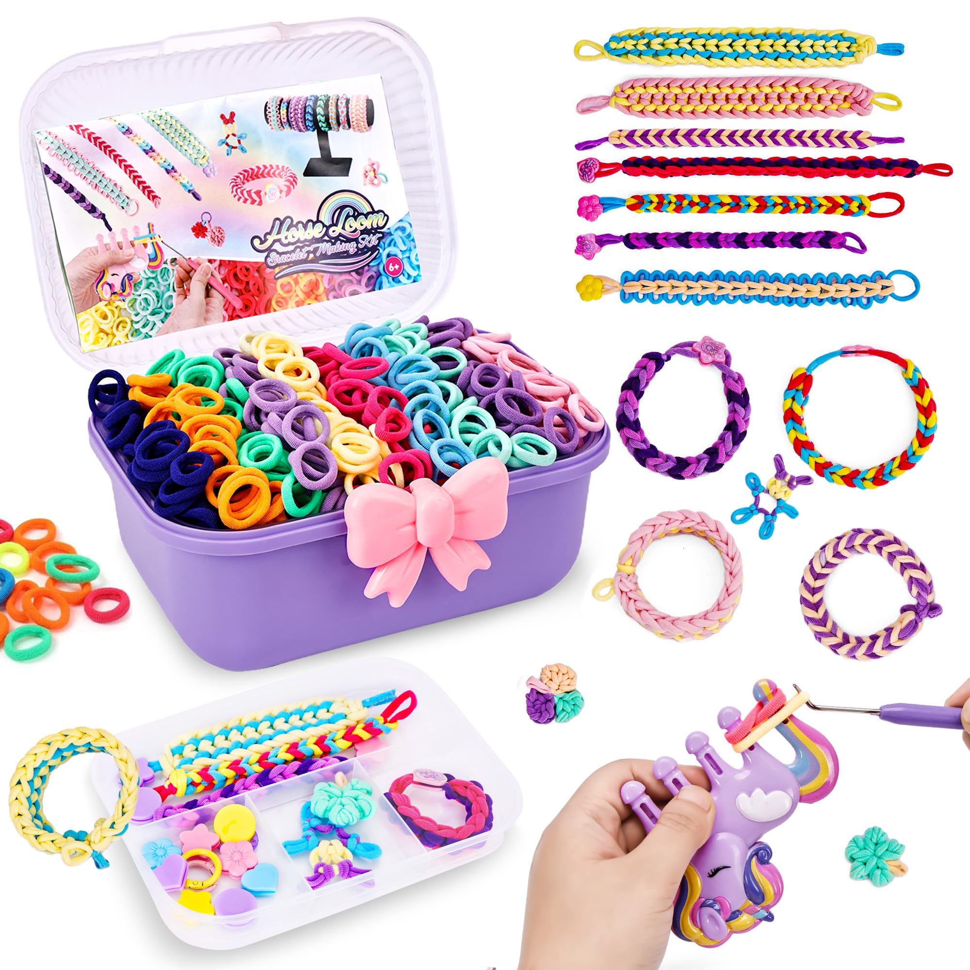 FUTESI Bracelet Making Kit for Girls Ages 8-12, Weaving Rainbow Bands kit,DIY Toys for Friendship Birthday Gifts for Kids 6 7 9 10 11 13 Year Old,