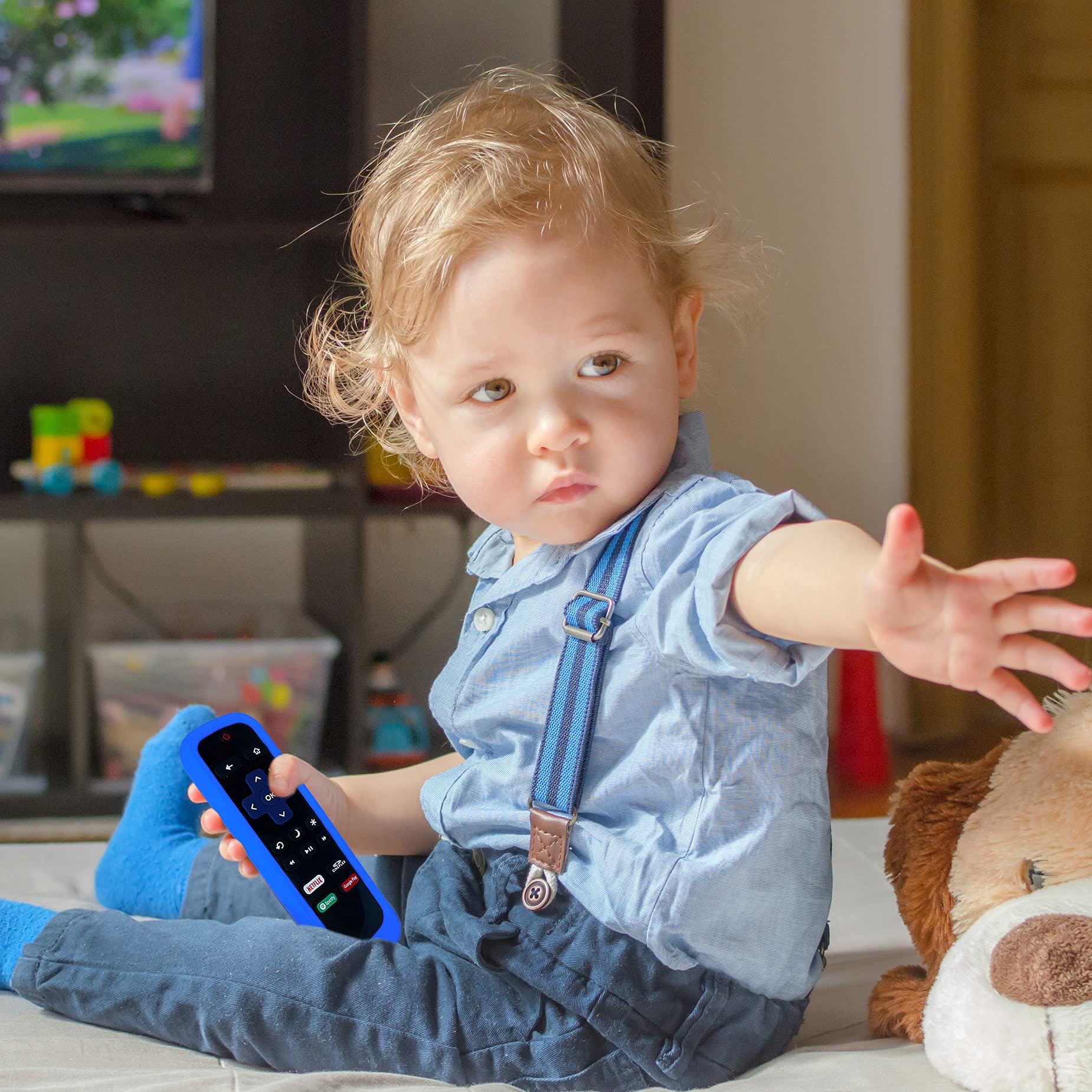 Roku - Juego de 5 fundas para mando a distancia para TV inteligente TCL Roku con mando a distancia, funda protectora de silicona, funda universal que brilla en la oscuridad, verde, azul, morado y rojo