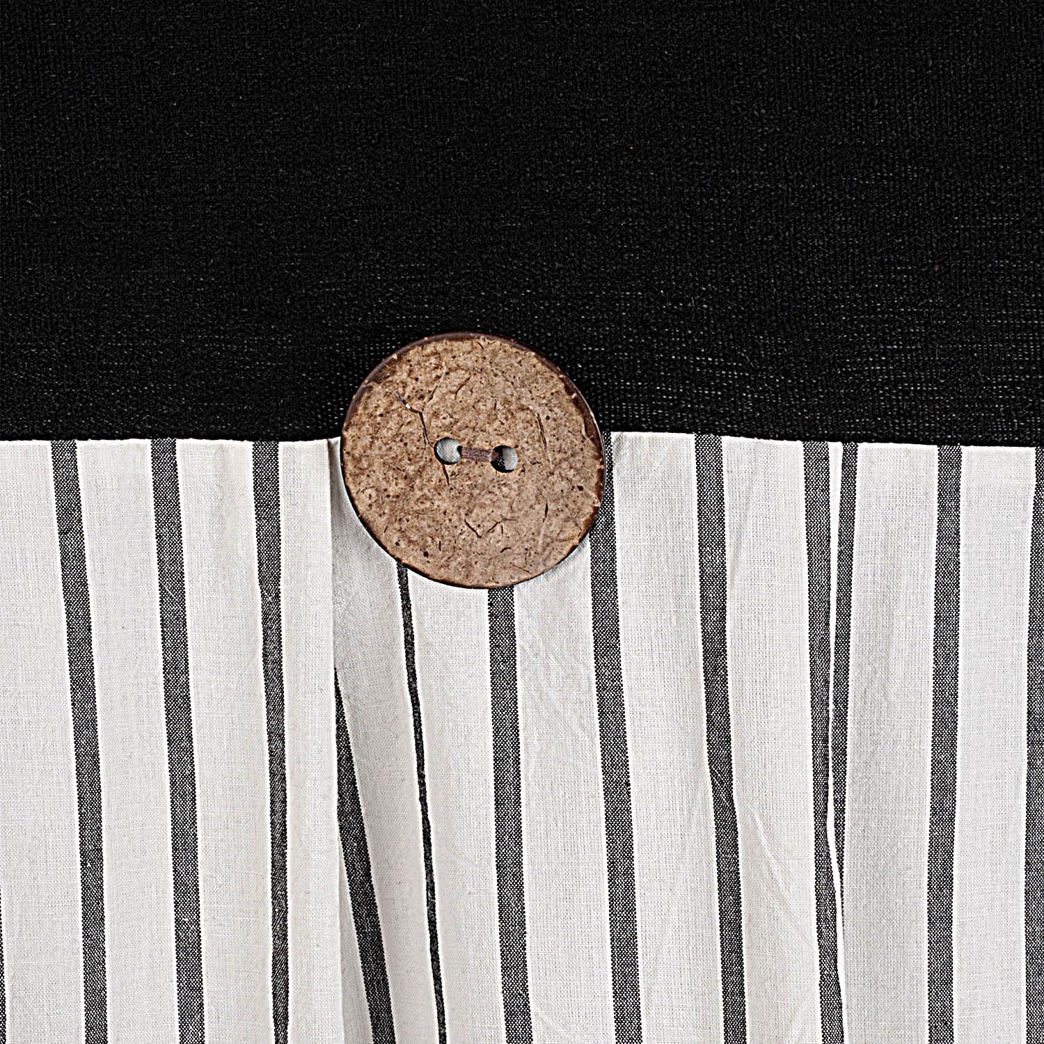 DOSLY Ides - Cortina de Ducha Negra de Granja, Rayas Beige y Negras, Cortina con Botones, Tela Tejida de Lino y algodón, Estilo rústico, Estilo rústico, 72 x 84 Pulgadas, para baño