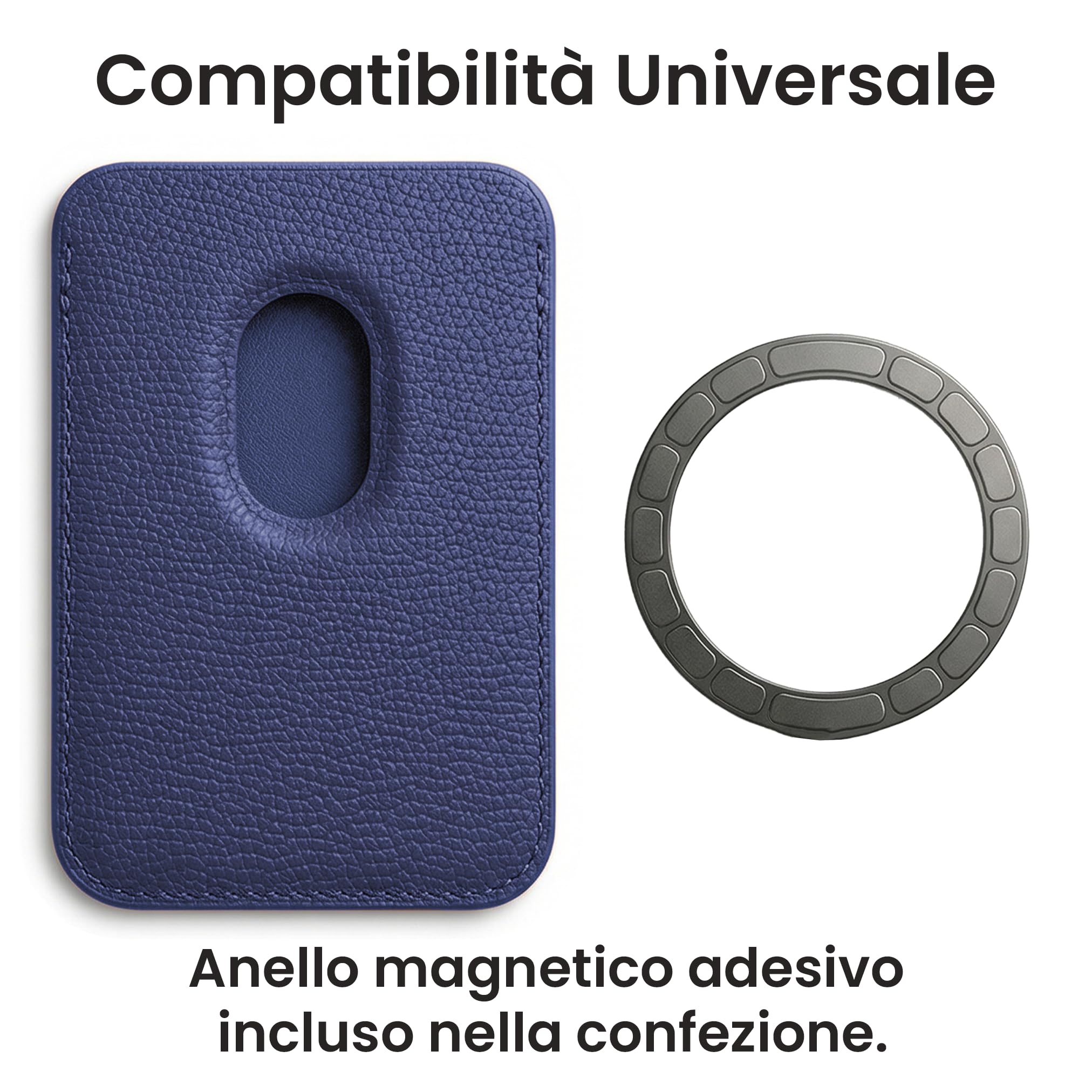 TECHMADE FC Inter Kartenhalter kompatibel mit MagSafe für iPhone, Adapterring im Lieferumfang enthalten - Platz für 3 Karten oder Bargeld, Schnellauszugssystem - RFID-Blockierung, aus veganem