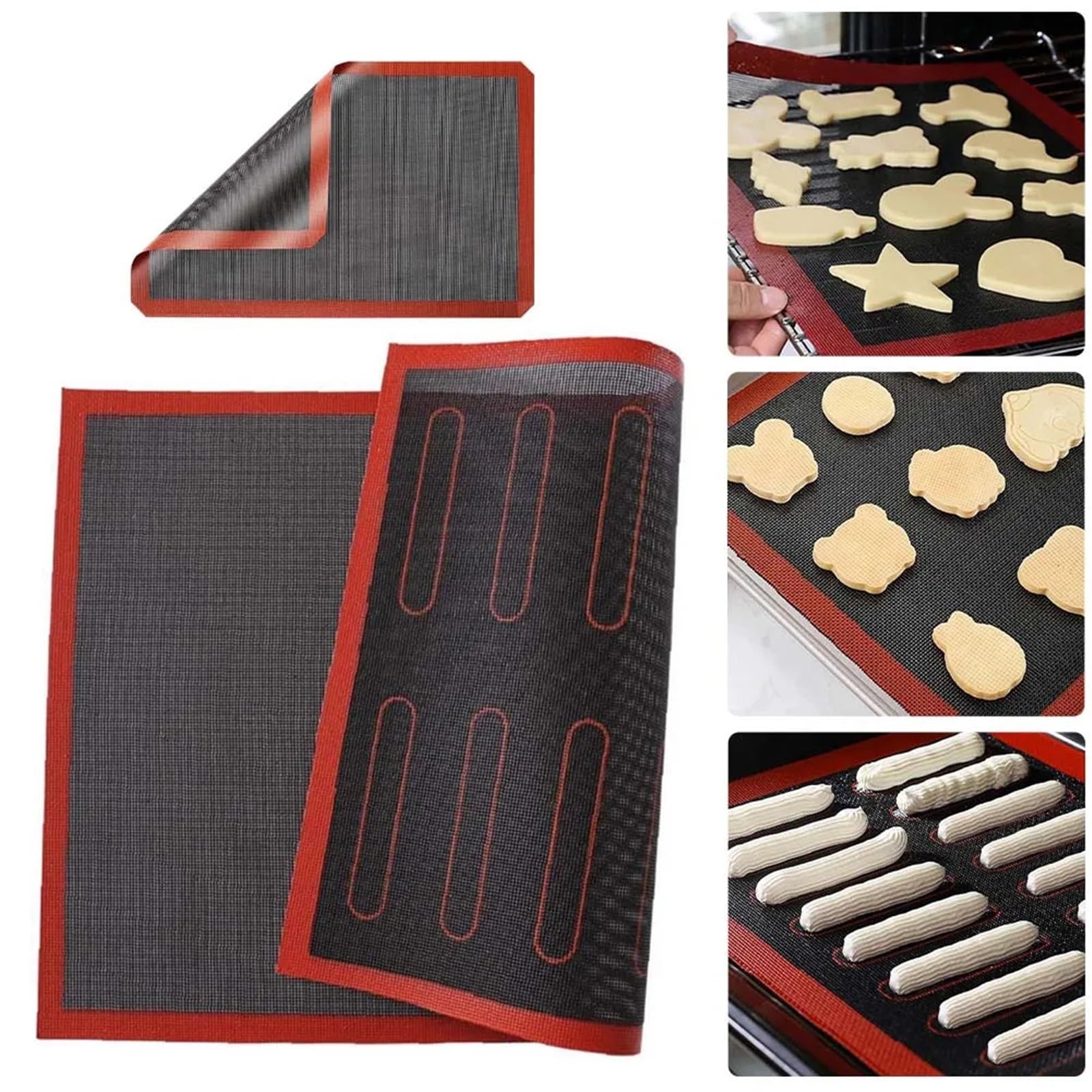 Ofenmatte 2 Stück 30 x 40 cm Silikon-Backmatten-Blatt, wiederverwendbar, Backplätzchen-Blatt, antihaftbeschichtet, hitzebeständig, Backmatte for Backofen, Grill, Mikrowelle FüR Backofen Mikrowelle