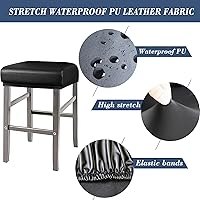 Vista 2 de ANWUCHEN Fundas de taburete rectangulares, paquete de 2 fundas elásticas impermeables de poliuretano rectangulares para taburetes de bar, fundas