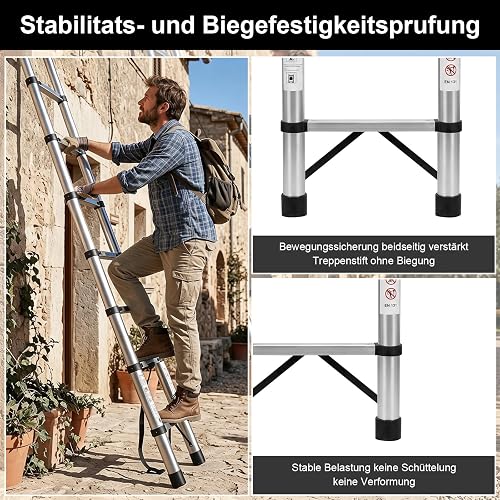 Stainless Steel Telescopic Ladder Lightweight Versatile Folding Ladder for Home Use Portable and Easy to Store (3.2m) - 6