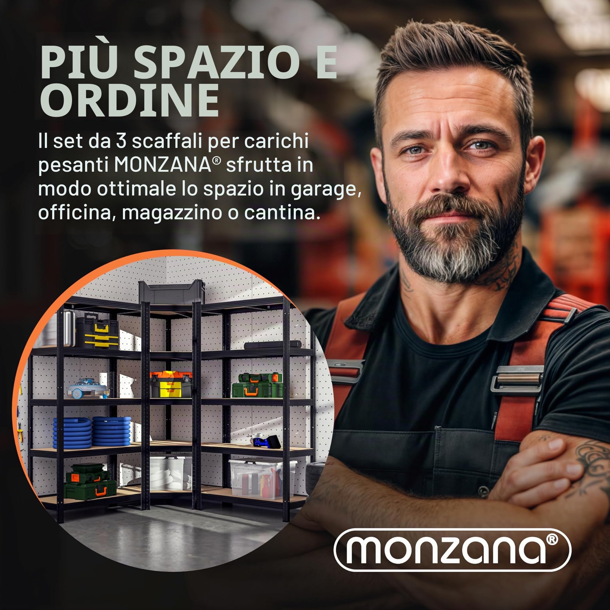 Monzana® Scaffale Angolare Metallo 2625kg 15 Ripiani MDF Scaffalatura Metallica Scaffale Alta Portata Angolo Scaffali