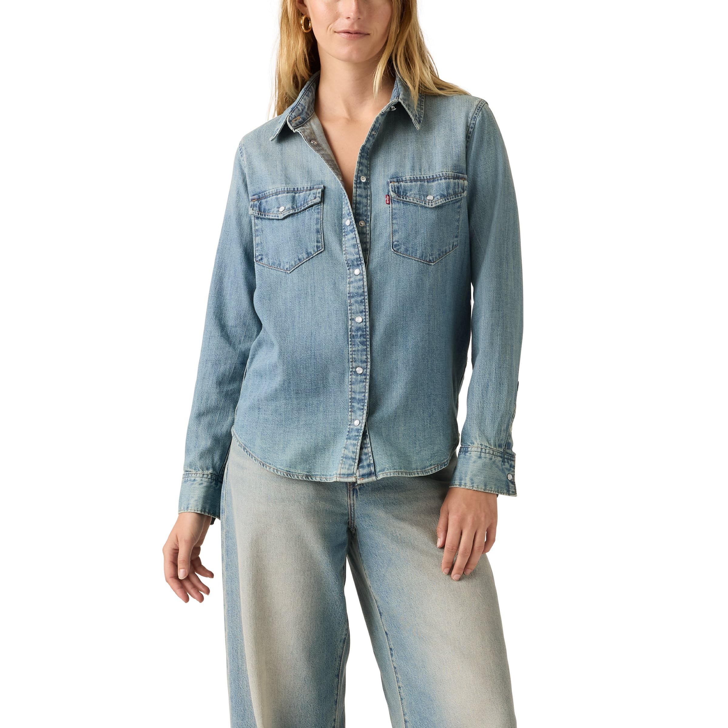 Levi's Damen Iconic Hemd mit Button-Down-Kragen, Bite Back Western, L