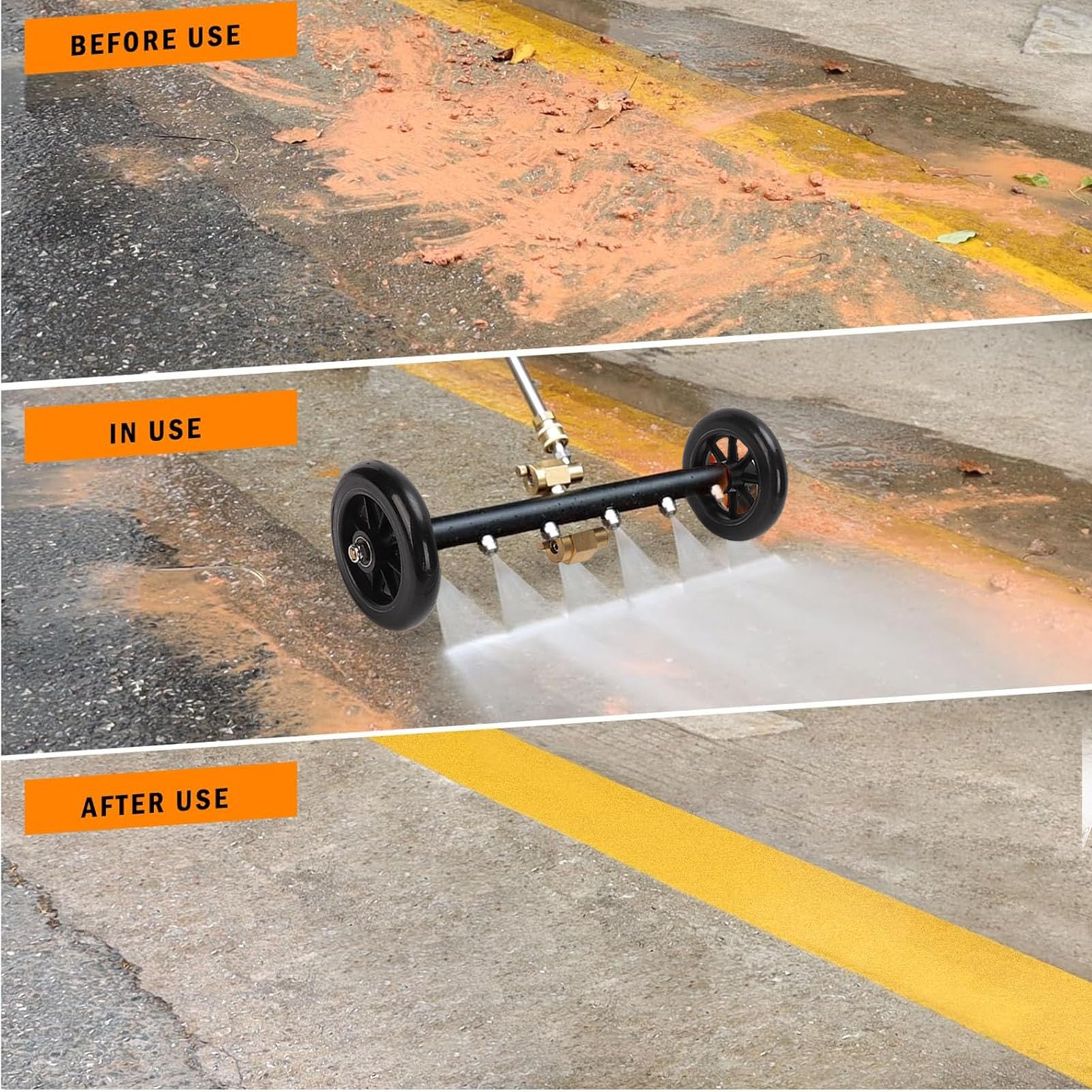 Asixxsix Ajuste de la Lavadora a Presión del Tren de Rodaje, Escoba de Agua de Lavadora de Potencia de 4400 PSI con Conector Rápido de 1/4 de Pulgada, Limpiador de Cajas de Entrada de