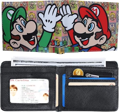 Miniatura 2 de Billetera para niños y niñas, pequeña billetera de cuero plegable para niños, bonita cartera de dibujos animados de anime para adolescentes, B