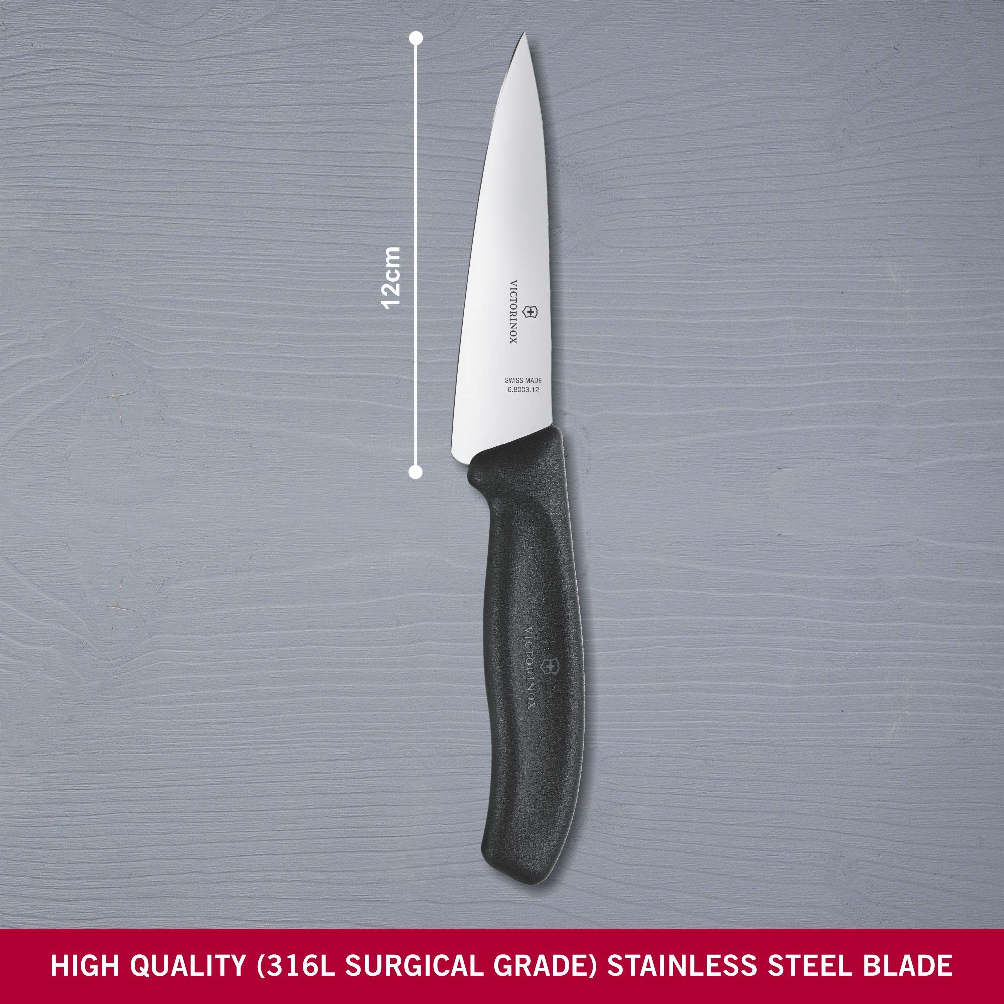 Victorinox, 6.8003.12B, Swiss Classic, Tranchiermesser, Extra scharfe Klinge, mit geradem Schliff, robuster Kunststoff-Griff, Schwarz, Made in Switzerland, Spülmaschinengeeignet