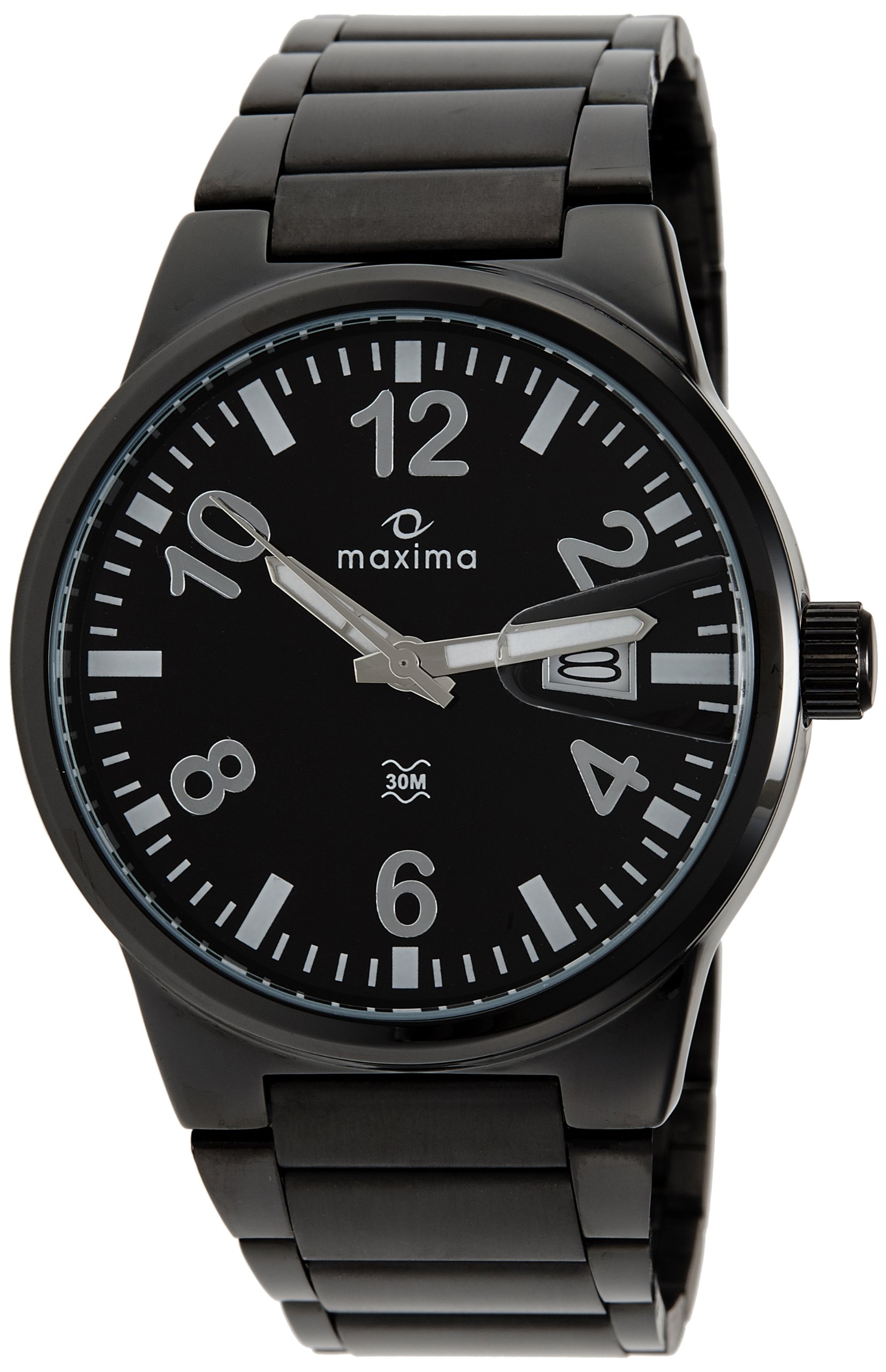 Maxima Stainless Steel Attivo Date Black Dial Analog Watch Men -25290Cmgb, Band Color:Black (B008OVSEUU) Amazon Price History, Amazon Price Tracker