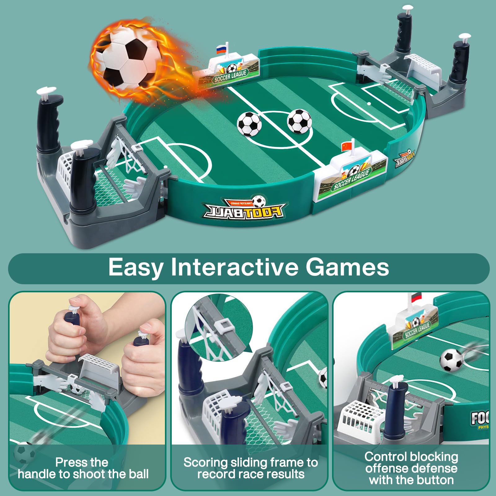 Mini Juego de Fútbol 8 Bolas, Futbolin Futbolines para Niños, Juegos de Mesa de Fútbol, Rompecabezas Juguete Interactivo Entre Padres e Hijos para Ninos