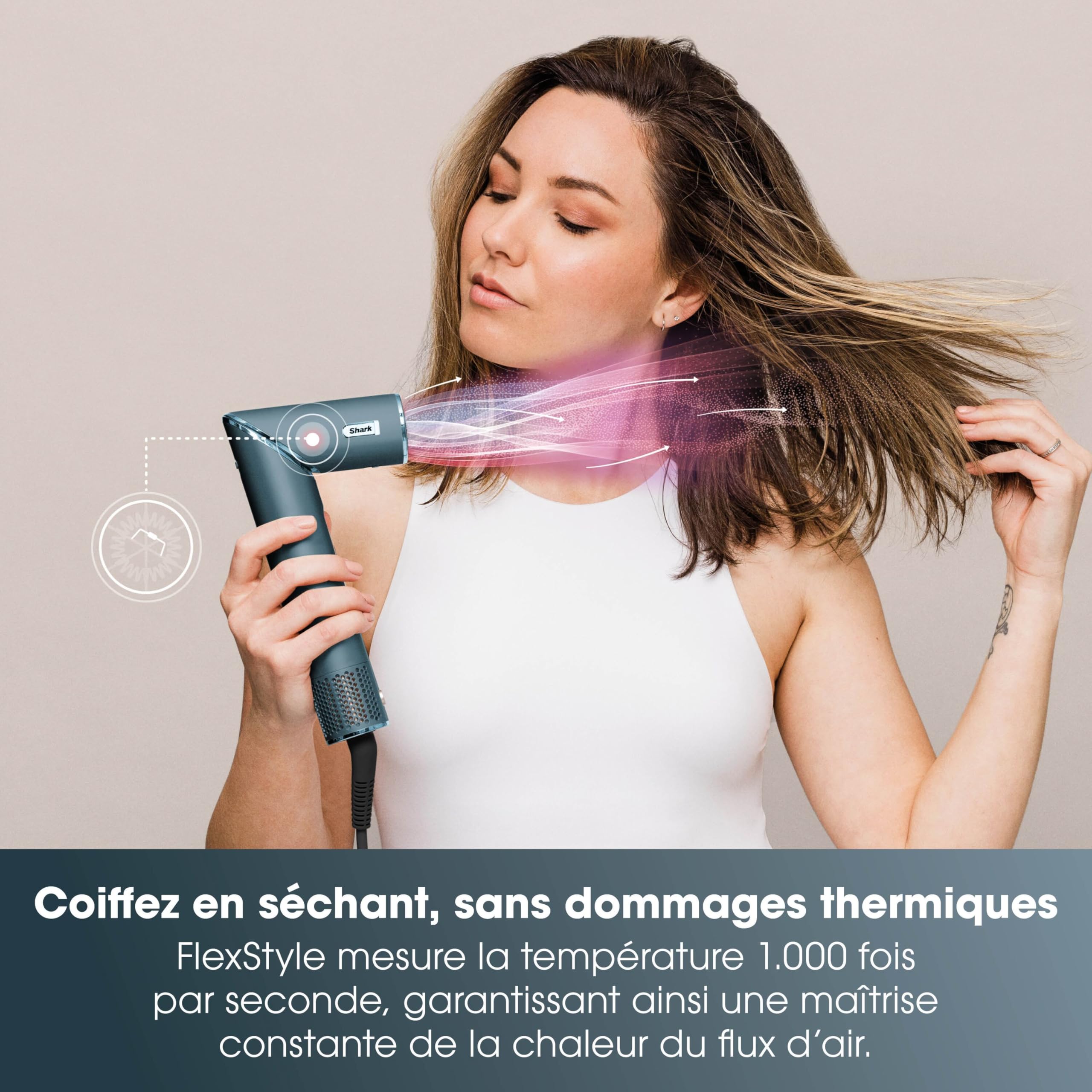 Shark FlexStyle – Bleu sarcelle. Boucleurs à Air, Embout de finition Anti-Frisottis, Brosse Ovale, Concentrateur, Pinces, Pochette de Rangement, aucun dommage thermique HD456TLEU