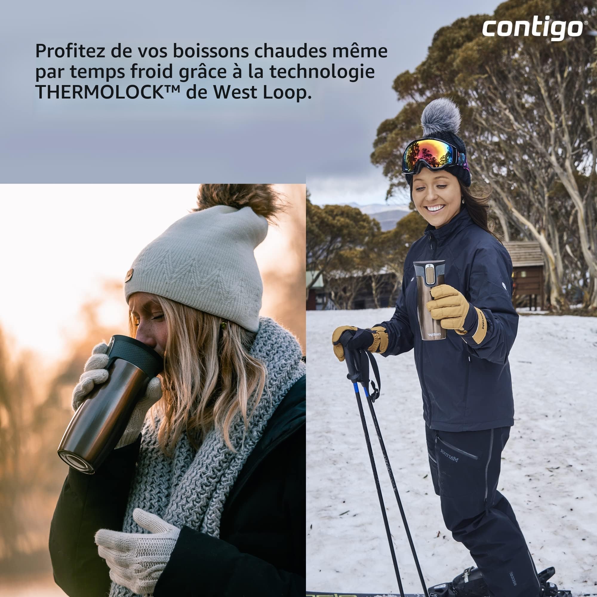 Contigo West Loop Autoseal Travel, Thermique en acier inoxydable, Fiole à vide, Gobelet étanche, Tasse à café avec couvercle facile à nettoyer sans BPA, Rouge, 470 ml