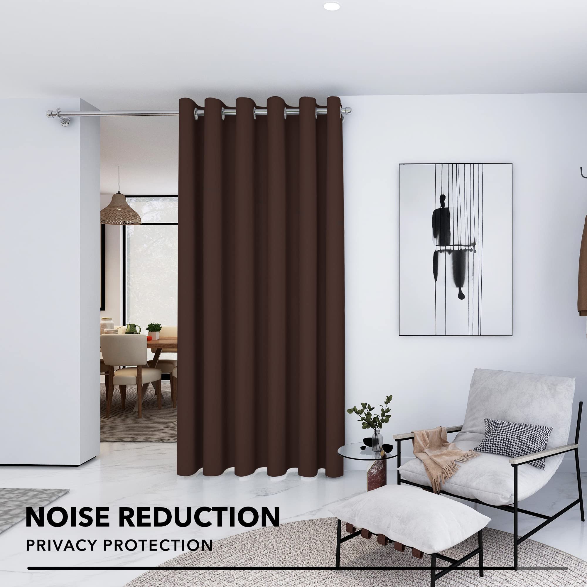 Deconovo Tende per Interni Oscuranti Camera da Letto 290 CM Altezza, Tenda Oscurante Termica Isolante per Interni Tende Moderne per Soggiorno 1 Pannello, 200x290 CM, Cioccolato