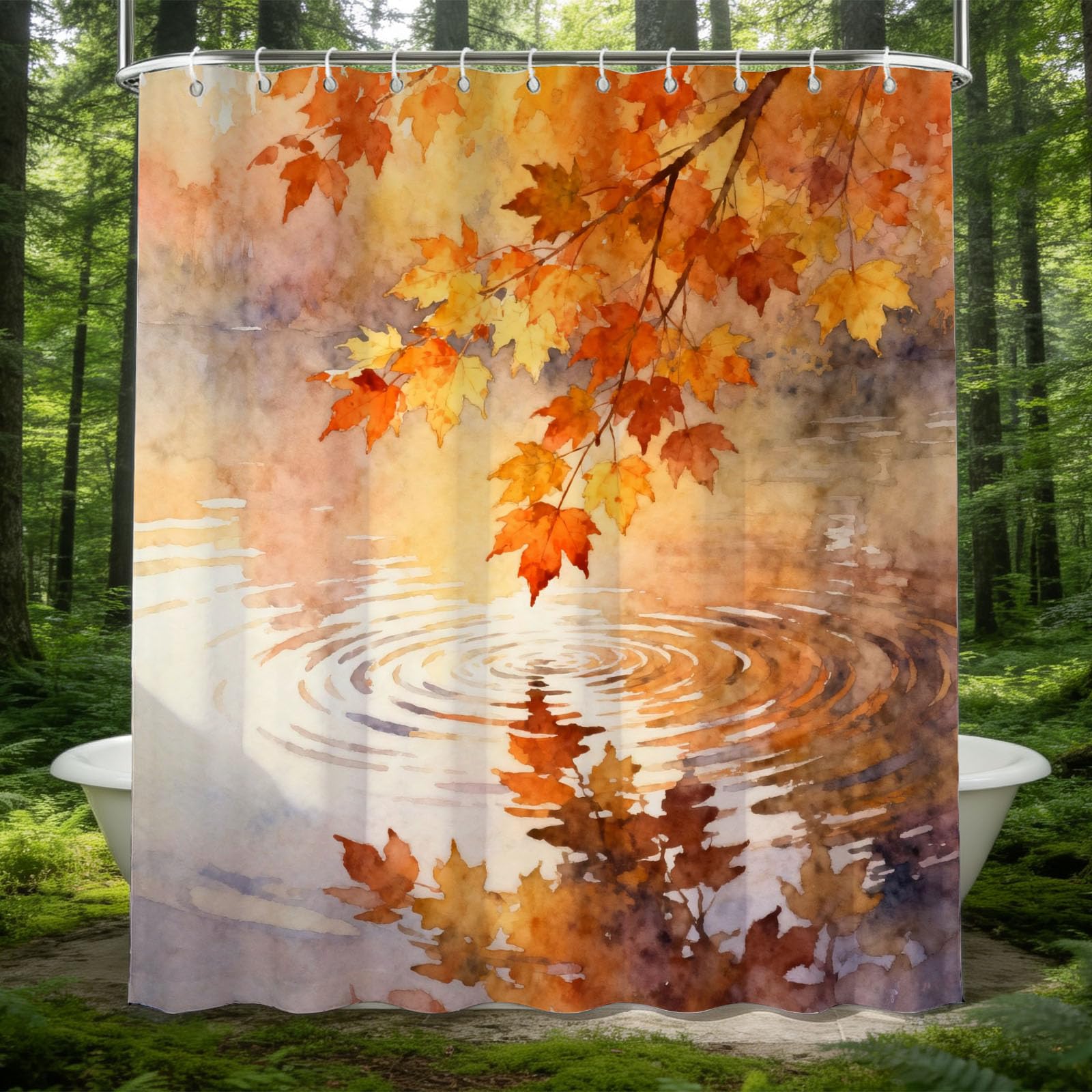 Rideau de douche 200x200 anti moisissure en tissu imperméable avec anneaux inclus
