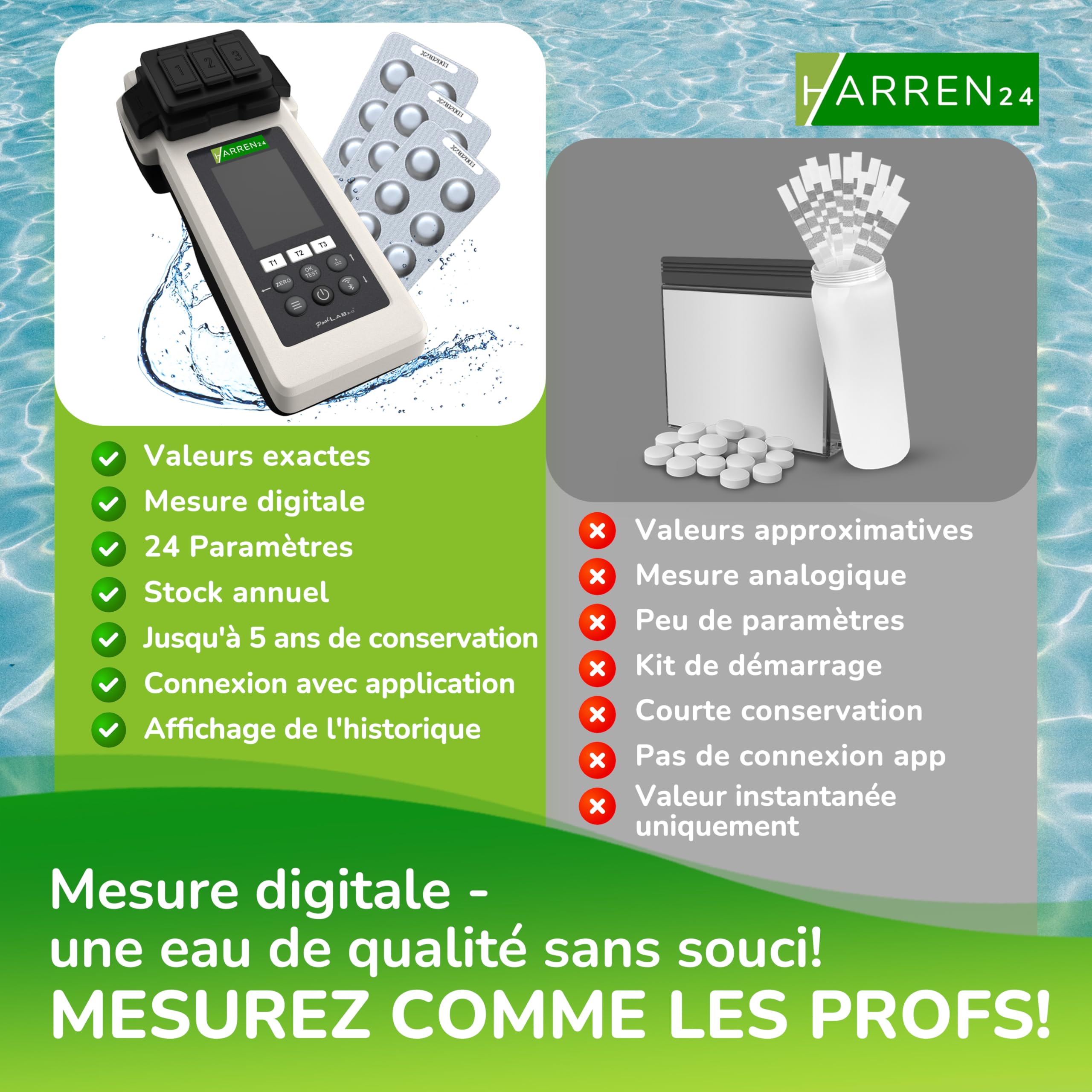 Poollab 2.0 Special Edition - Testeur électronique de piscine (photomètre) - 170 comprimés rouges de phénol pour test de la valeur du pH et du chlore - Accessoires de piscine (avec DPD1,