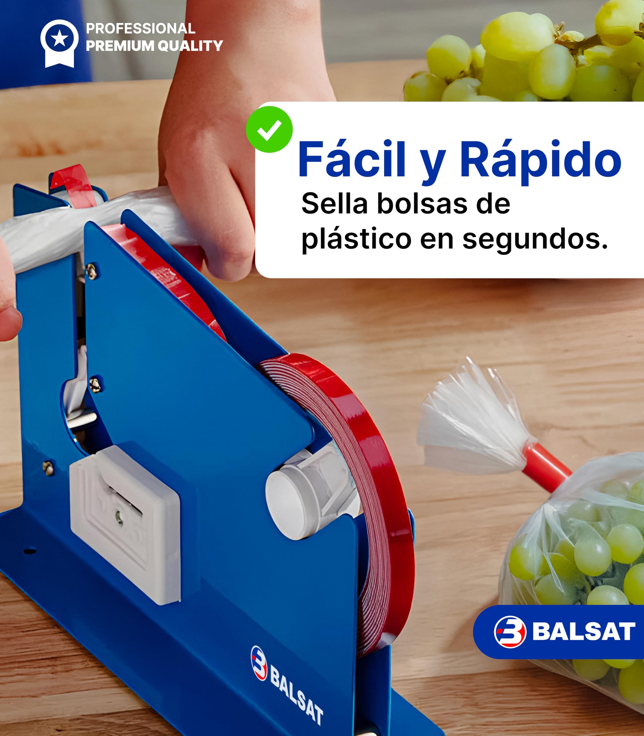 Macchina per chiudere sacchetti, colore: blu laccato + 6 rotoli rossi