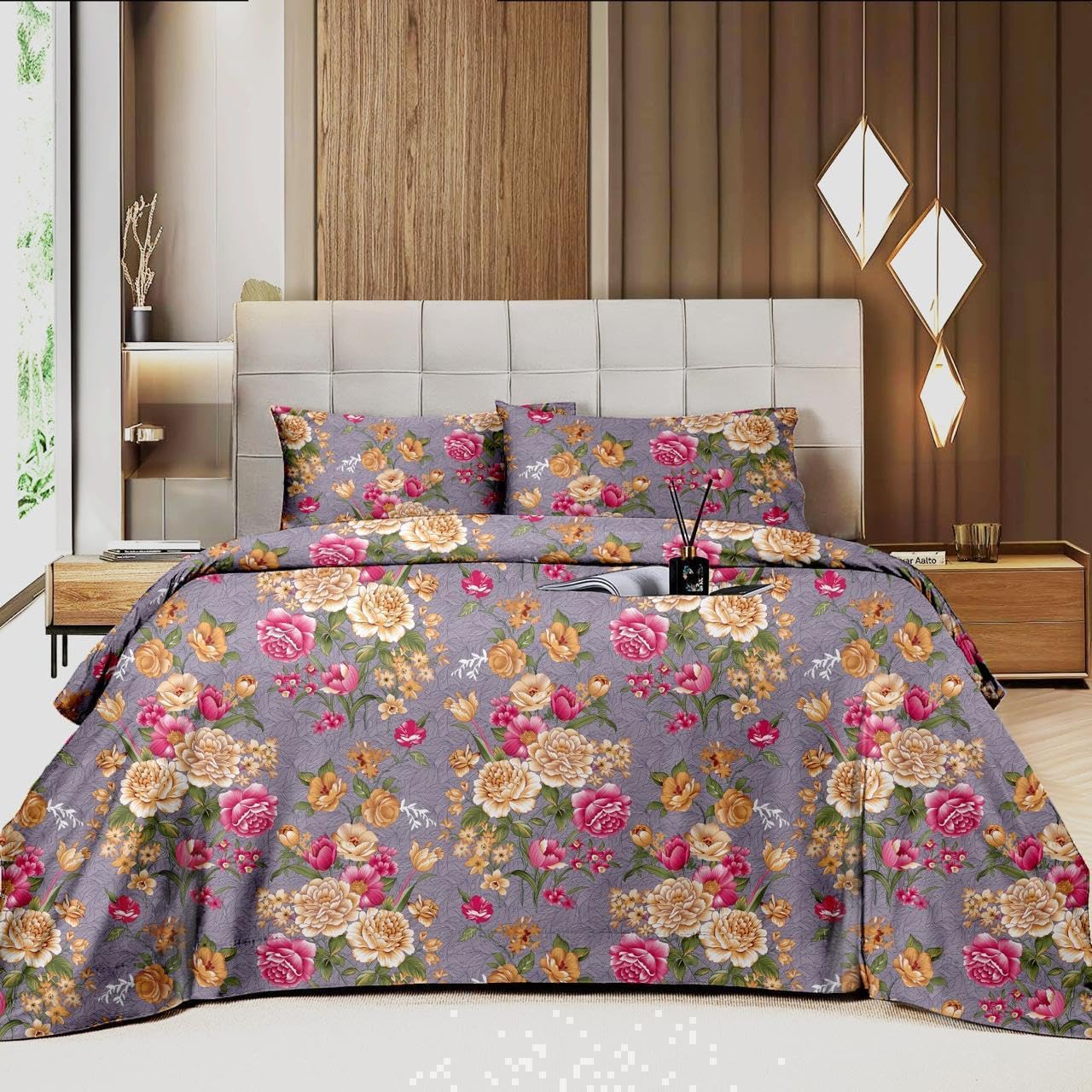 Elohim 250 TC Glace Cotton Super Soft Flat Bedsheet for King Size Bed/Double Bed with 2 Pillow Covers(18x27 inches),Bedsheet(90x100 Inch),Breathable,Pack of 1 Set (color9) (B0D9HKLVH7) Amazon Price History, Amazon Price Tracker