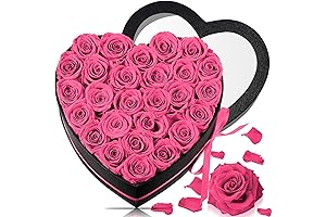 27 Pcs Preserved Roses Flower in Heart Shape Box