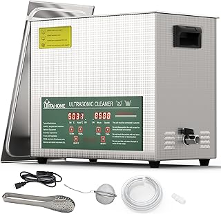 YITAHOME Commercial Ultrasonic Cleaner 1.7Gallon/6.5L Ultrasonic Parts Cleaner 304 Stainless Steel Heated Ultrasonic Cleaner for Jewelry Denture Glasses Circuit Board Small Parts
