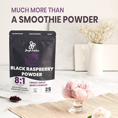 Miniatura 2 de Jungle Powders Paquete de polvo de frambuesa negra y maracuyá 100% natural, sin OMG, extracto vegano amigable para hornear, saborizar, cocinar y