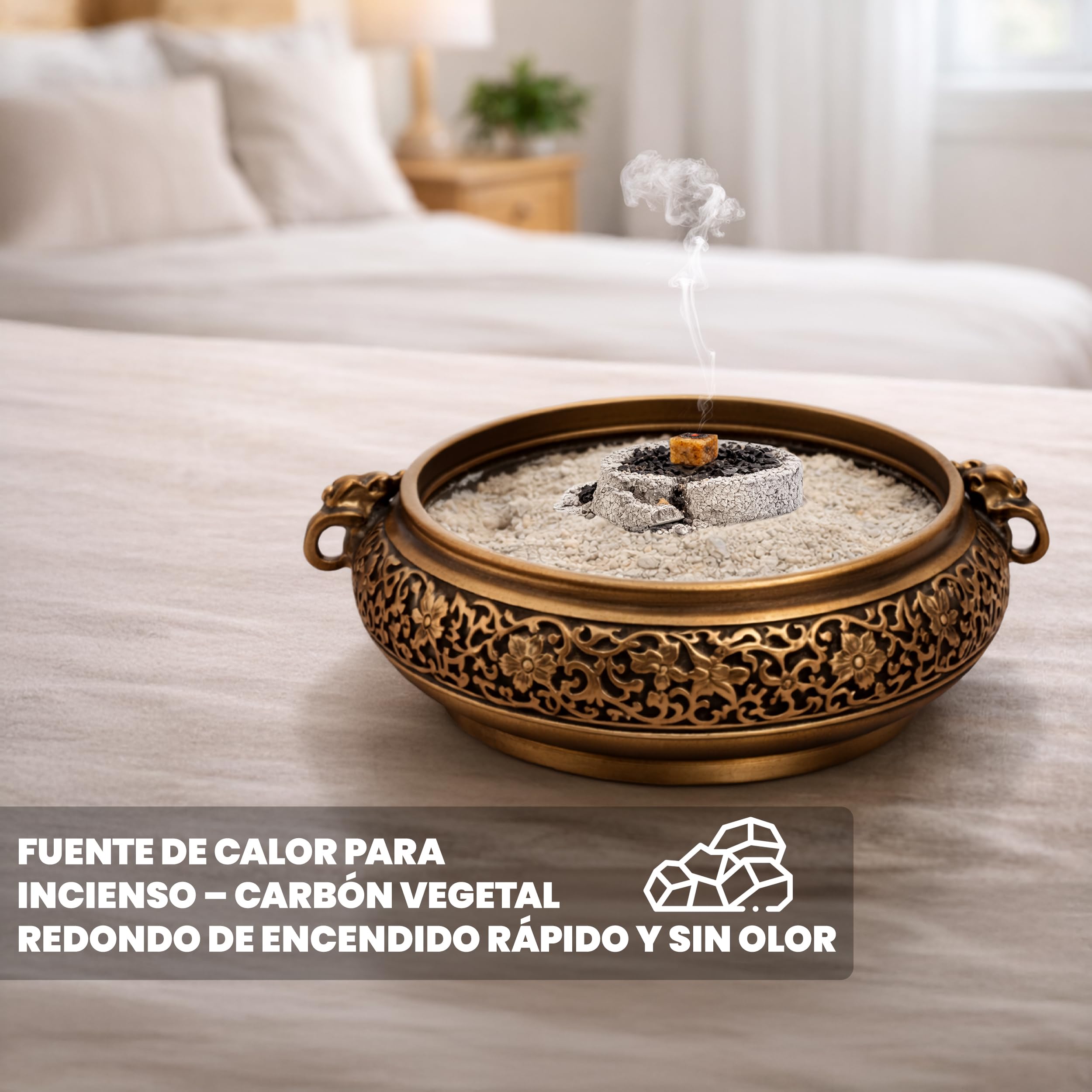 Carbón de Incienso Ø 40 mm – 50 Pastillas de Carbón Natural para Quemadores, Encendido Rápido y Quema Uniforme, Ideal para Resina, Aromaterapia, Rituales y Ambiente Zen