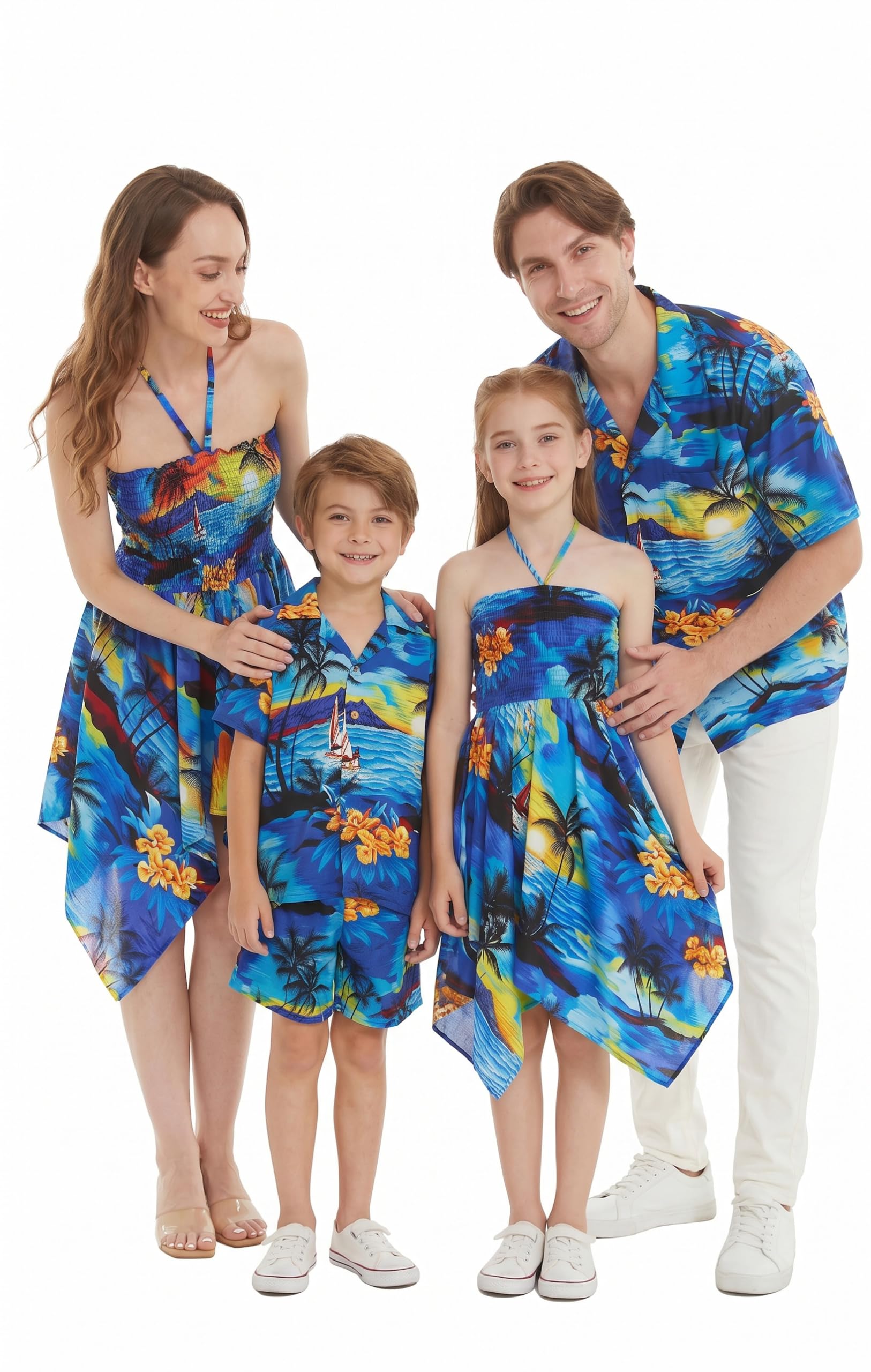 Hawaii Hangover Family Matching Hawaiian Clothes, Sunset Blue