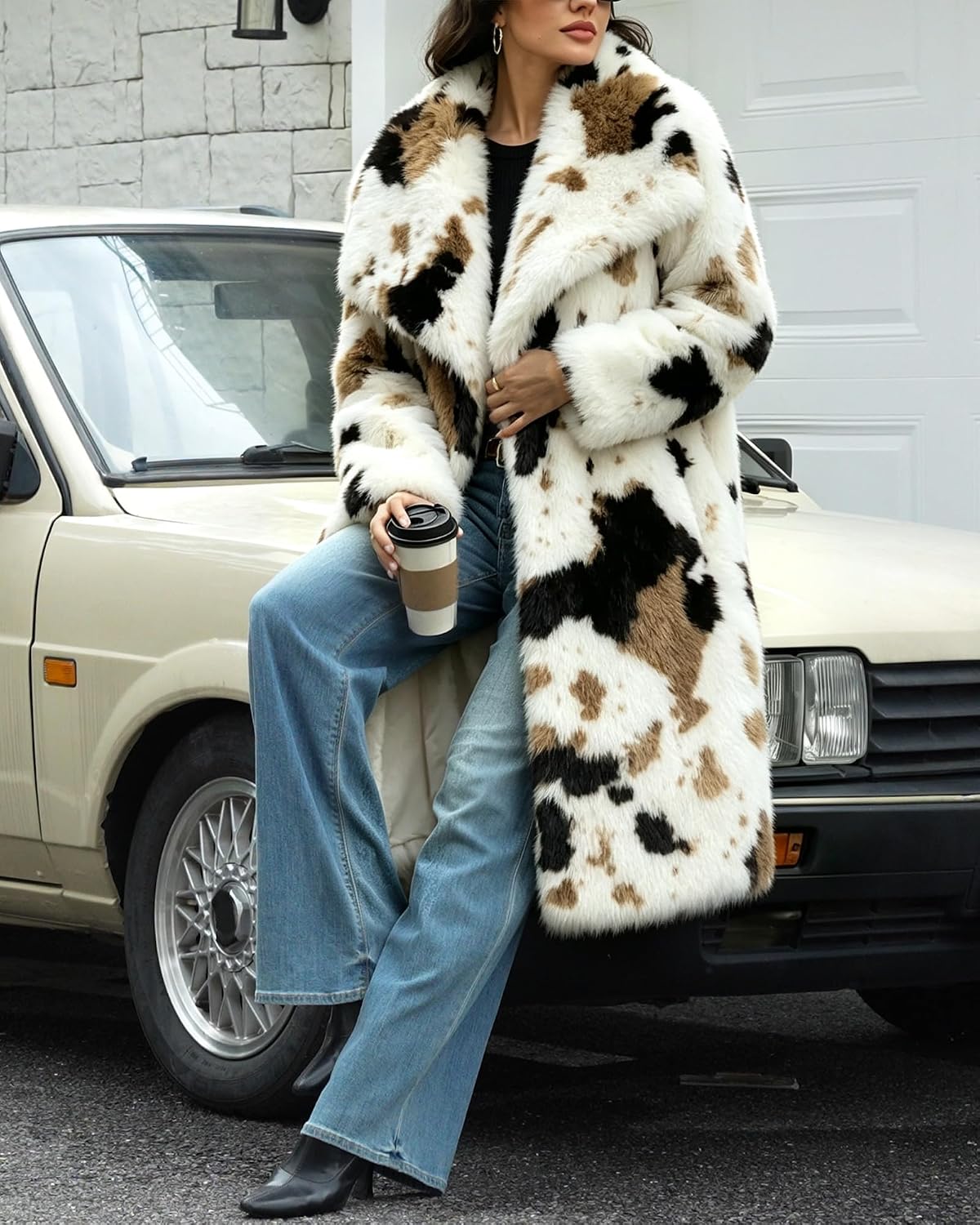 Womens Faux Fur Long Coat Winter Fluffy Fur Jackets