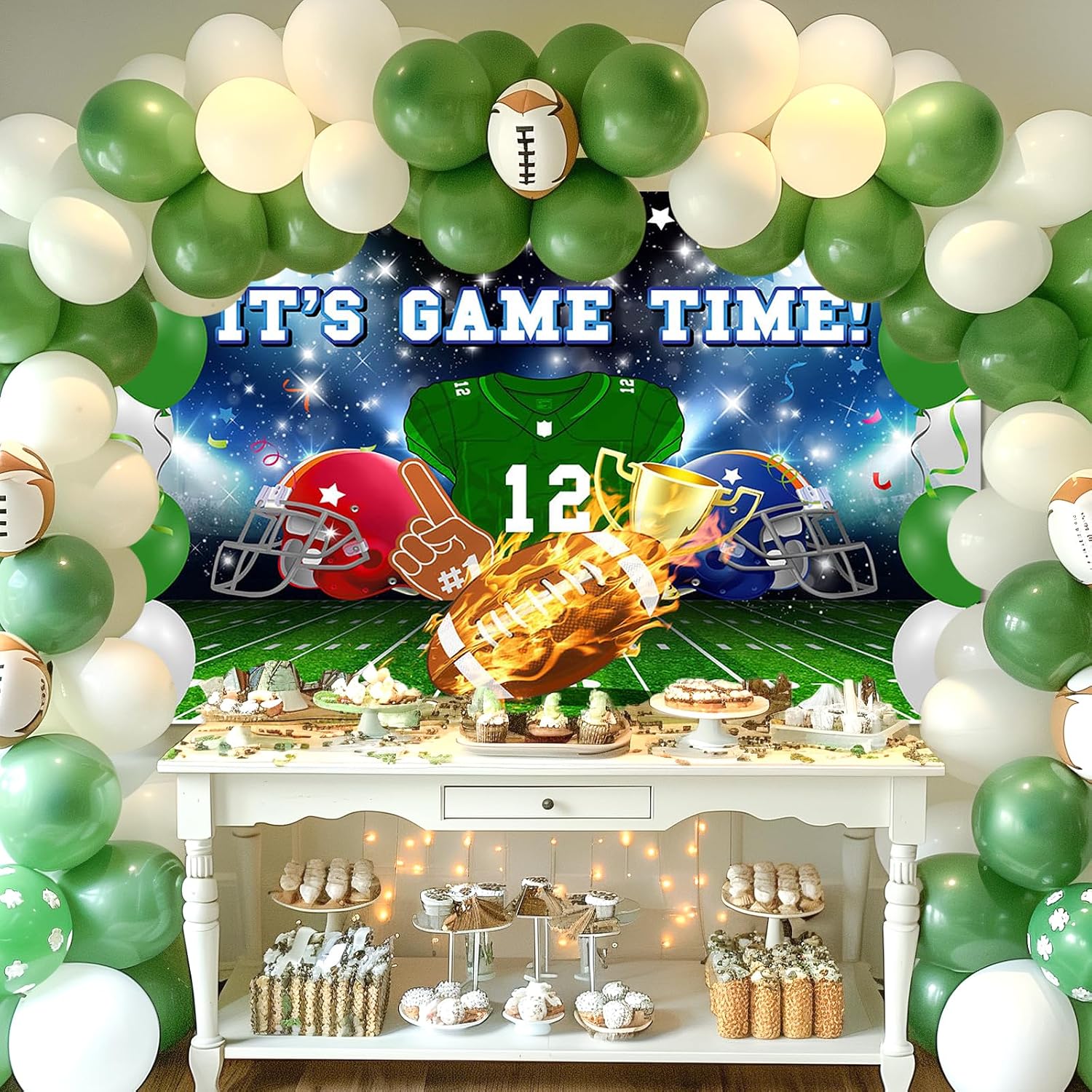 Avezano Football Party Decorations - It's Game Time Banner for American Football Theme Birthday Party Photoshoot Sport Backdrop Decor Supplies 70.8 x 43.3 Inch