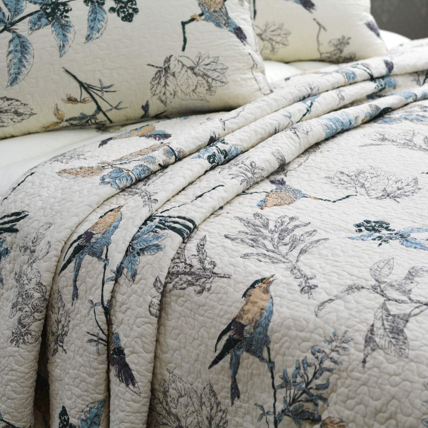 Brandream Twin Size Quilt Set Cotton Birds Farmhouse