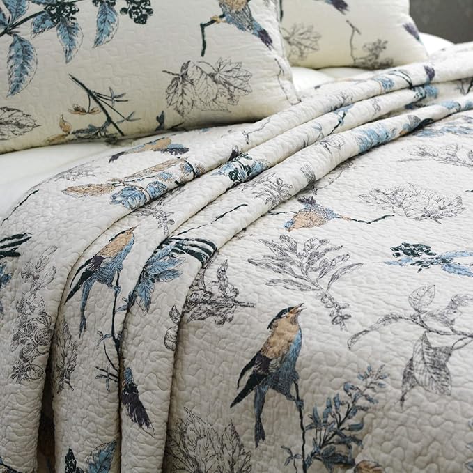 Brandream Twin Size Quilt Set Cotton Birds Farmhouse