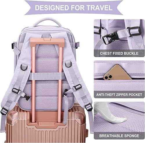 Miniatura 6 de WONHOX Mochila de viaje grande para computadora portátil aprobada para el vuelo, mochila de negocios para mujeres y hombres Mochila de Viaje