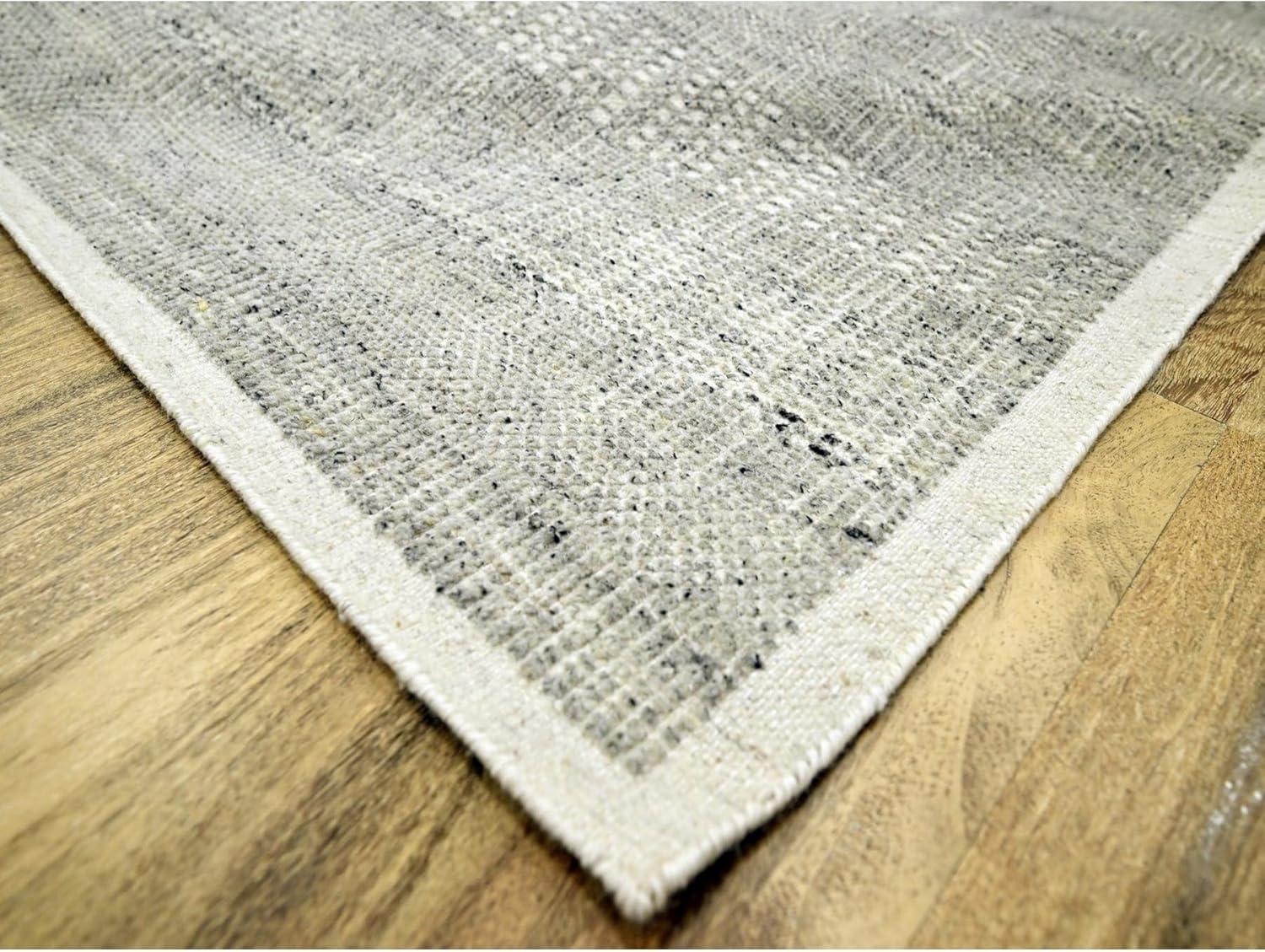 Hand Knotted Wool Oriental Rug, Gray, Distressed Grass Design with Exposed Warps, 6x9