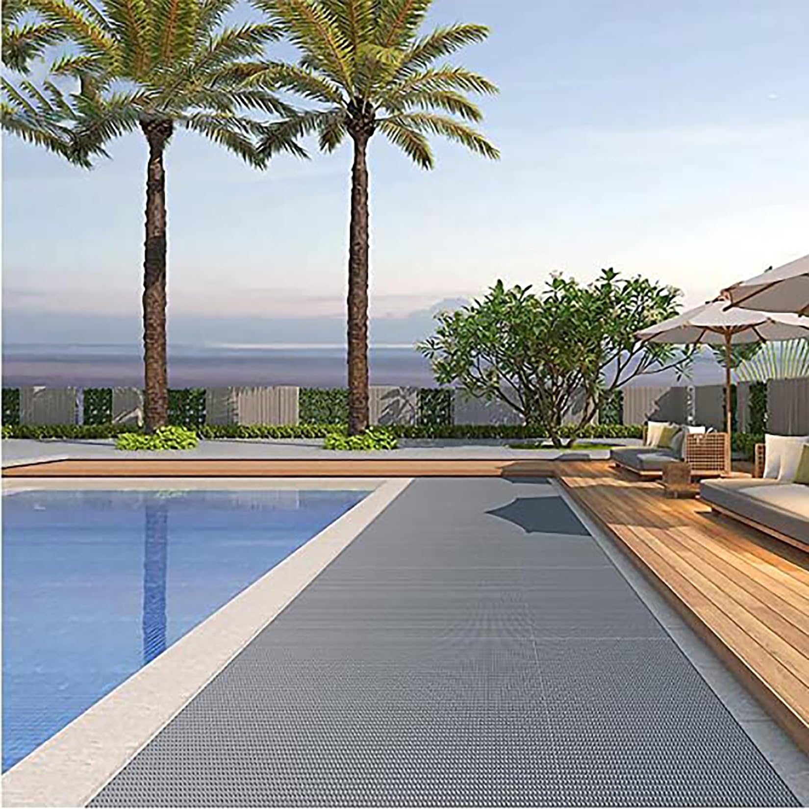 GTHTUHFD Non Slip Swimming Pool Mats 3X10 Ft Commercial Grade Anti Fatigue Floor Mat With Heavy Duty Drainage Ideal For Wet Areas Garage Restaurant Kitchen Bathroom Patio And Hall,Gray/Grey