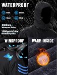 TACVASEN Men's Ski Snowboard Jacket Warm Winter Windproof Hiking Fishing Travel Fleece Lined Jacket Hooded with Pockets