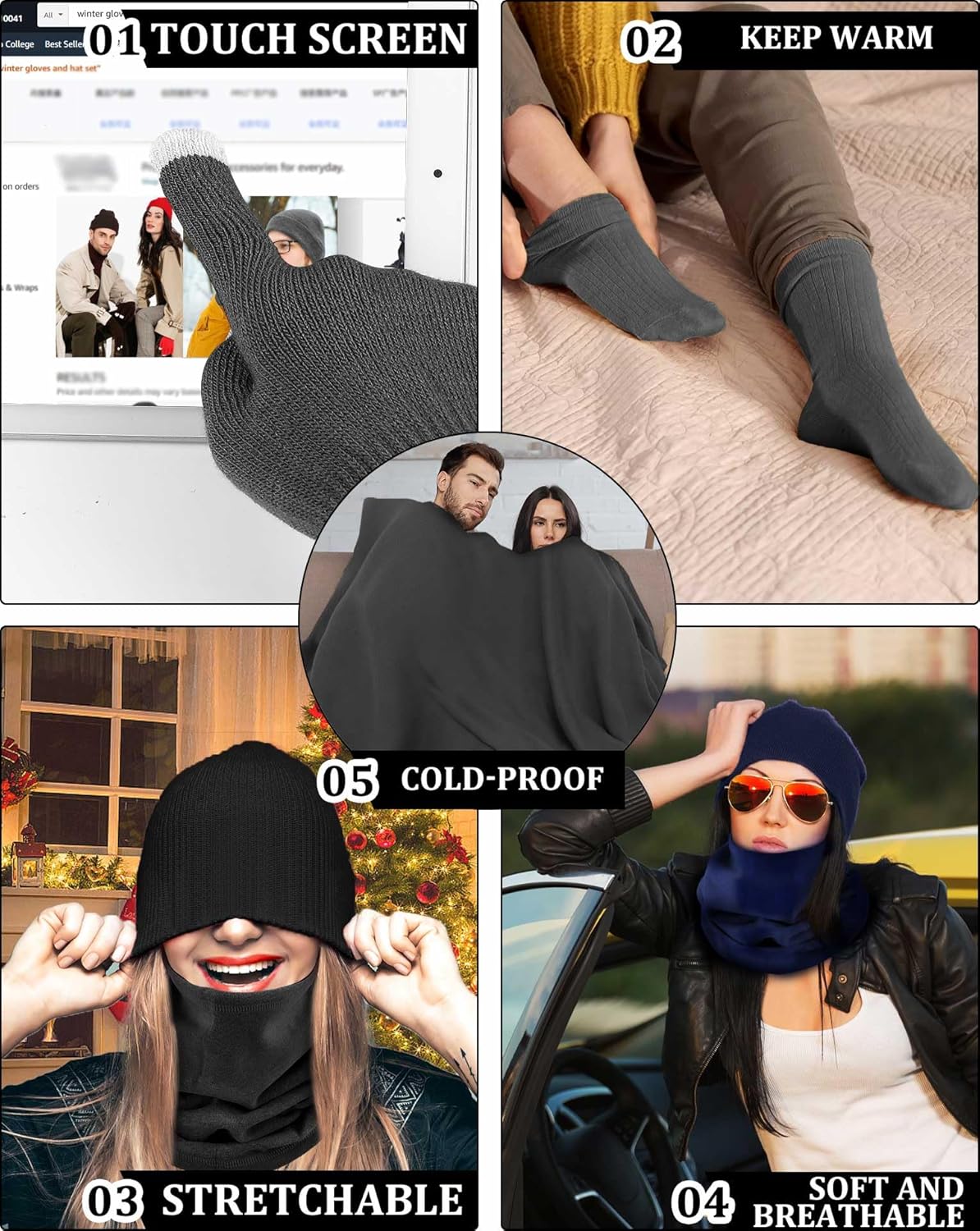 Panitay 100 Packs Homeless Care Package Supplies Bulk Winter Hats Gloves Fleece Blankets Scarves Socks for Men Women Donating - Image 4