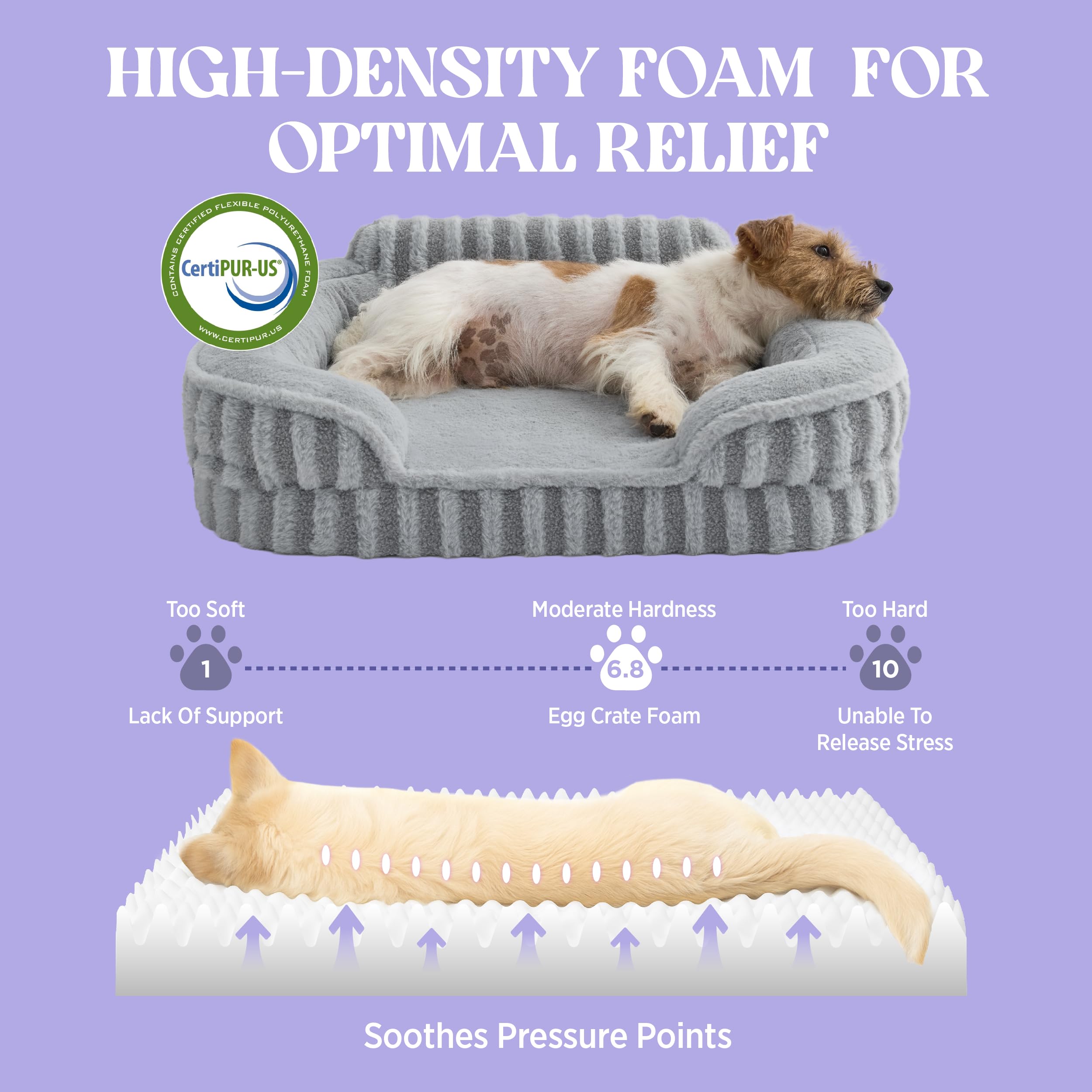 LE SURE Cute Dog Beds Large Sized Dog, Orthopedic Waterproof Large Pet Bed with Sides, High Back Non-Slip Bottom and Egg-Crate Foam Pet Couch Sofa with Washable Removable Cover, Grey - image 3