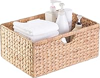 Vista 4 de Cubo de almacenamiento plegable de jacinto de agua natural, mediano