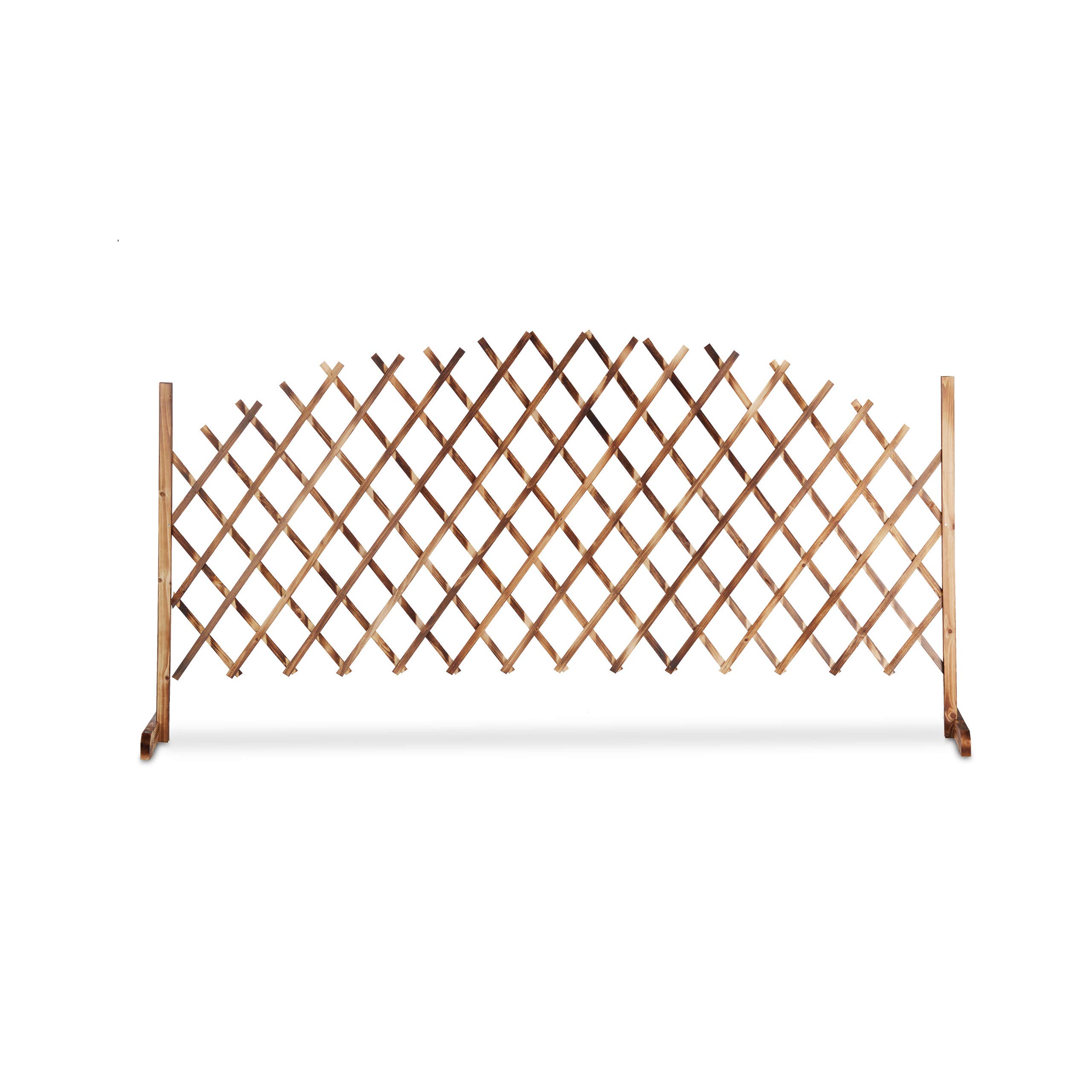 Relaxdays Rankgitter Holz, ausziehbar bis 200cm, Rankhilfe Kletterpflanzen, freistehend, Garten, Balkon, Terrasse, natur, 98 x 200 x 30 cm, Geflammt
