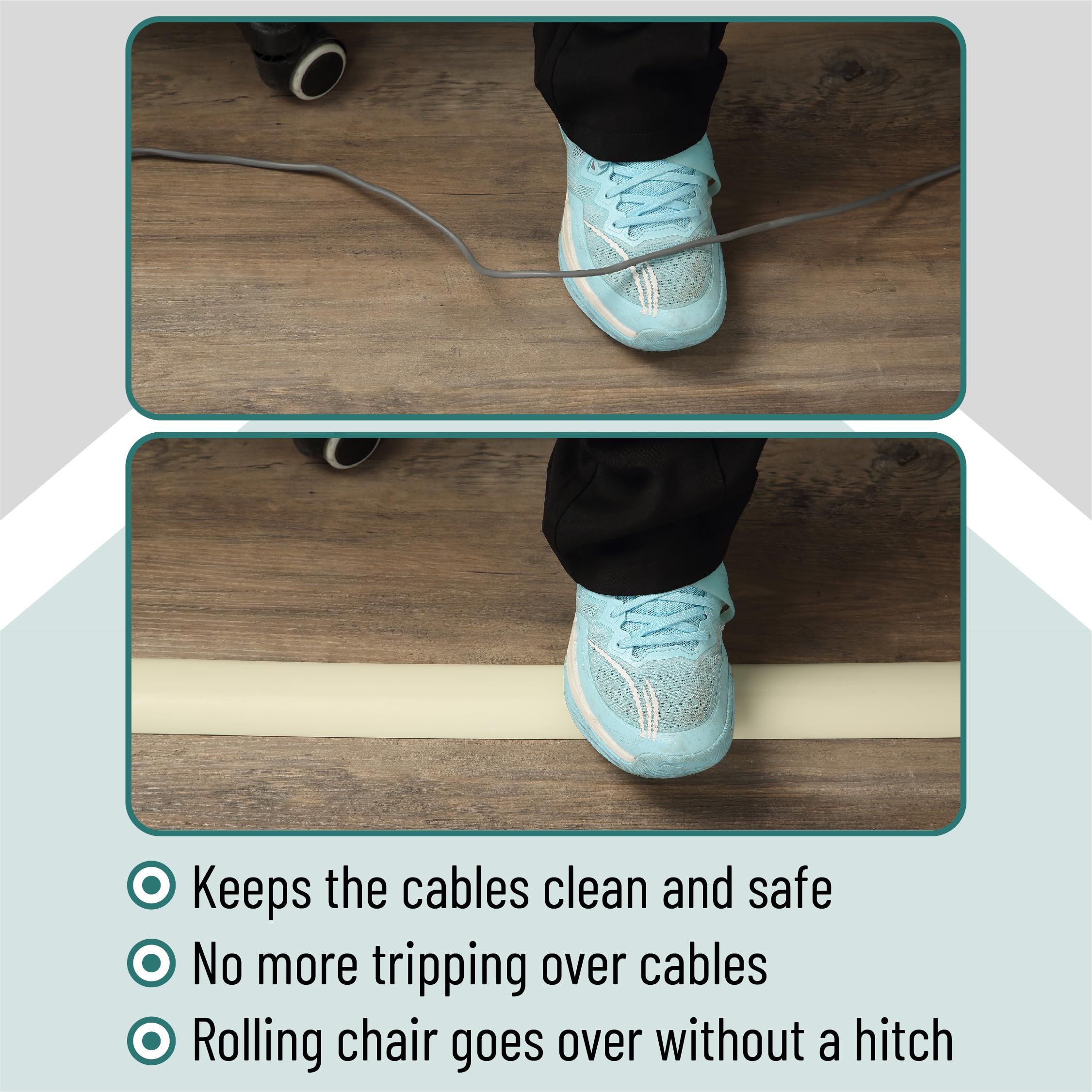 Bates- Cubierta de cable de suelo, cubierta de cable de 8 pies, cubierta de cable de extensión amarilla, protector de cable, cubierta de cable de suelo, piso de cubierta de cable, cubierta de cable